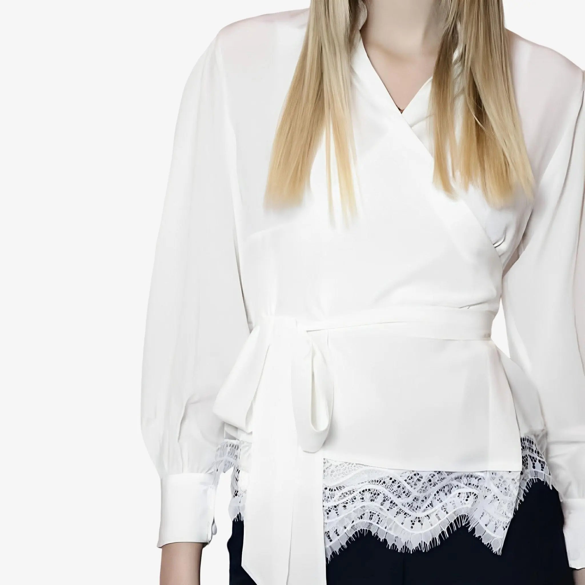 Auzira Off-White Silk Wrap Blouse by Lethicia Bronstein