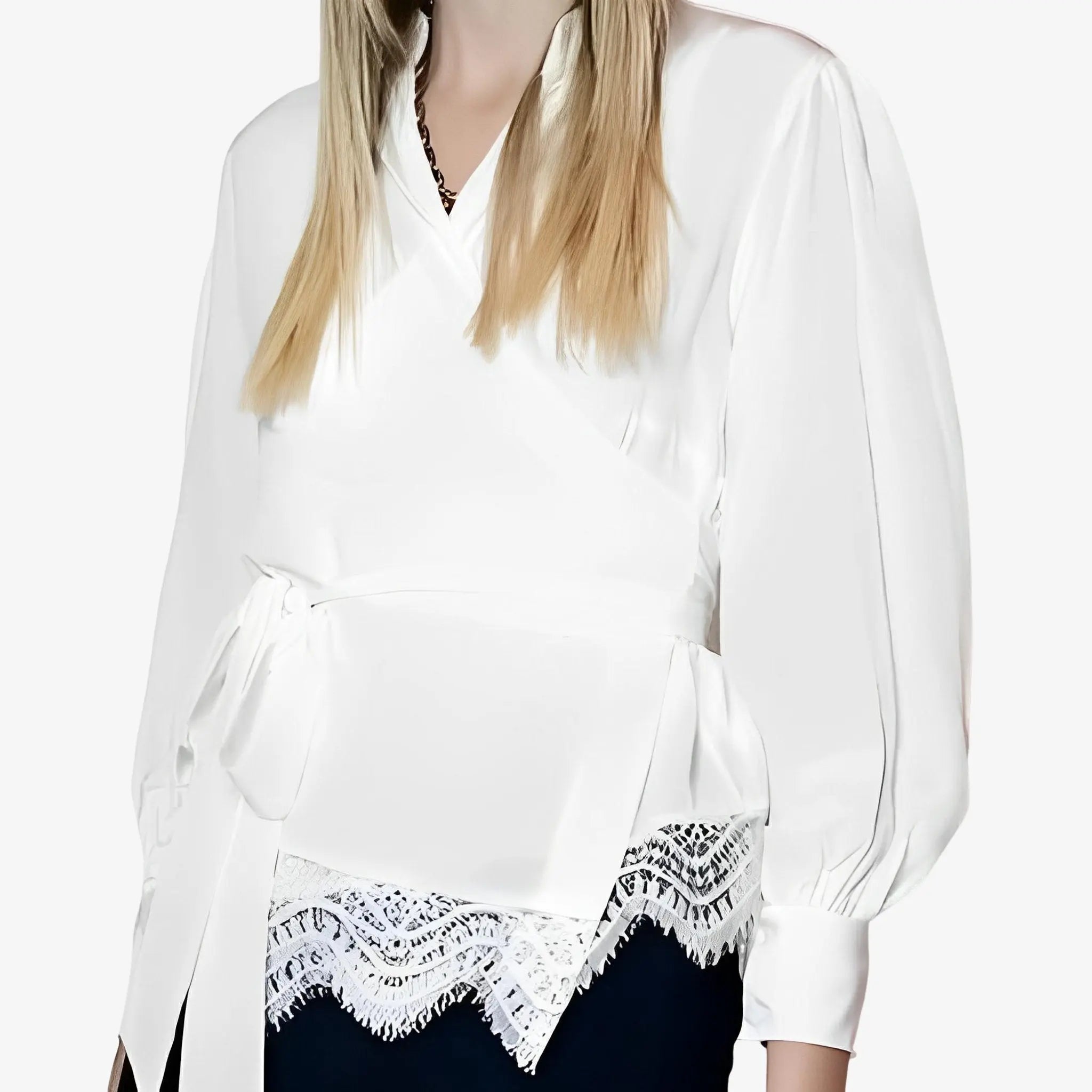 Auzira Off-White Silk Wrap Blouse by Lethicia Bronstein