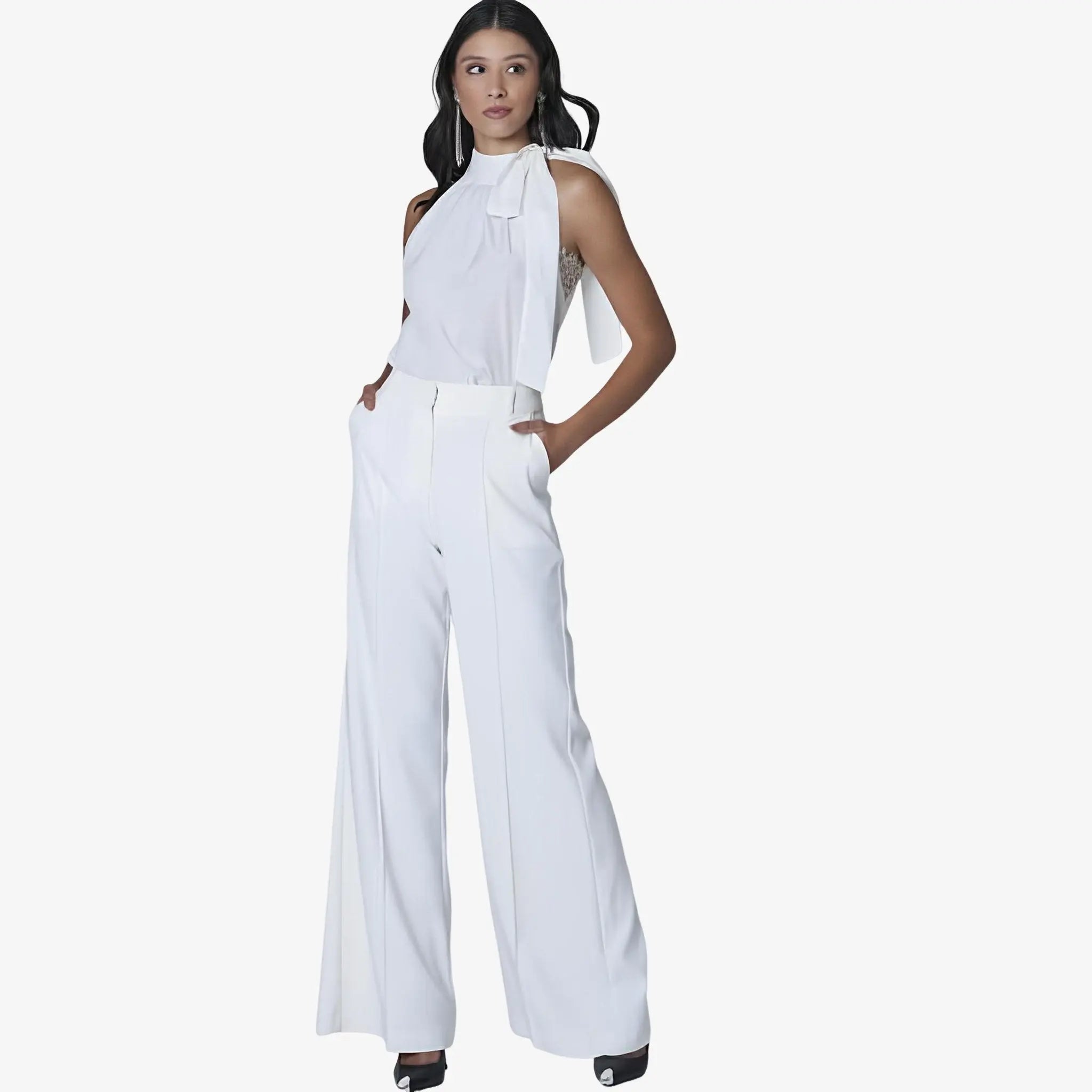 Alessia Off-White Silk Neck-Tie Blouse by Lethicia Bronstein