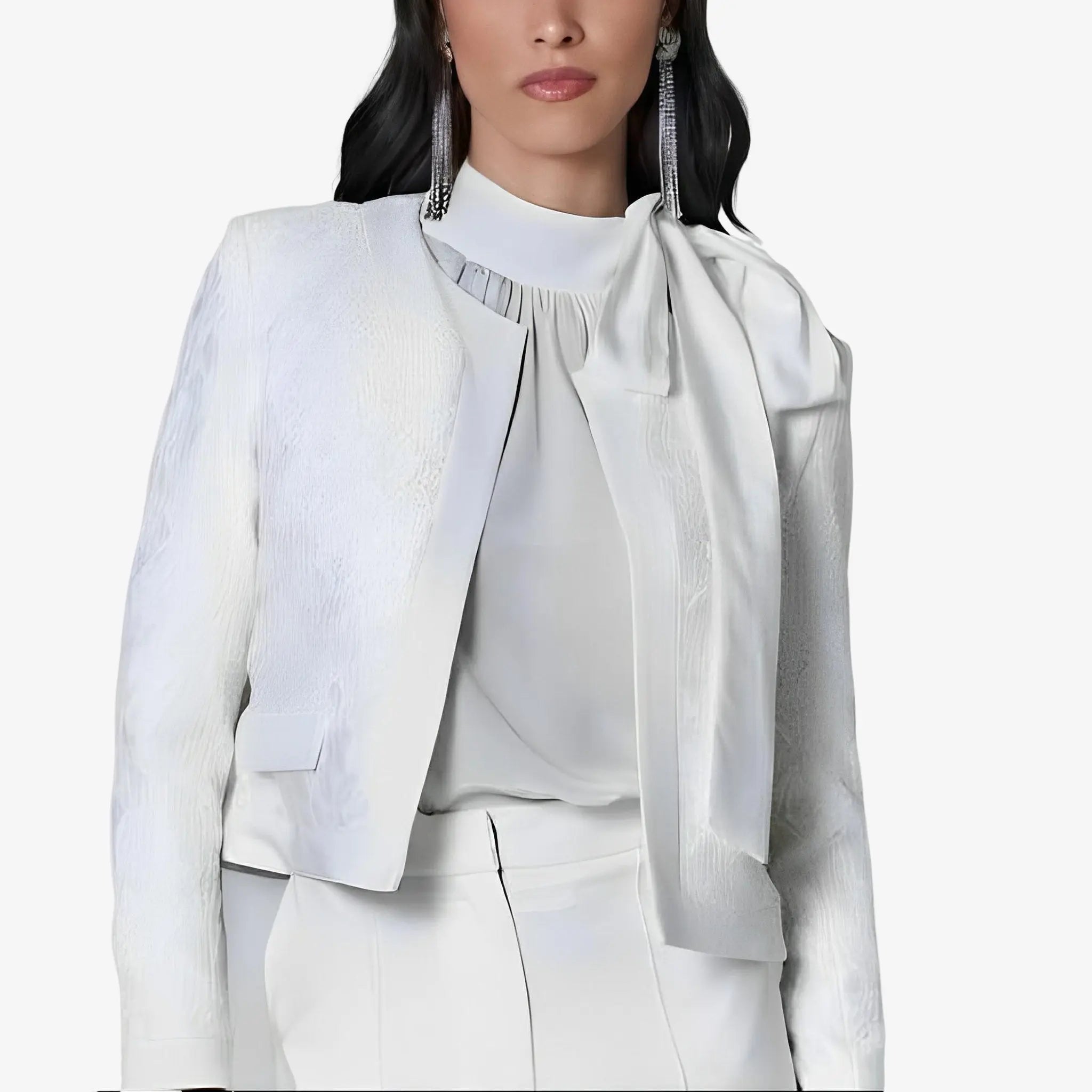 Alessia Off-White Silk Neck-Tie Blouse by Lethicia Bronstein