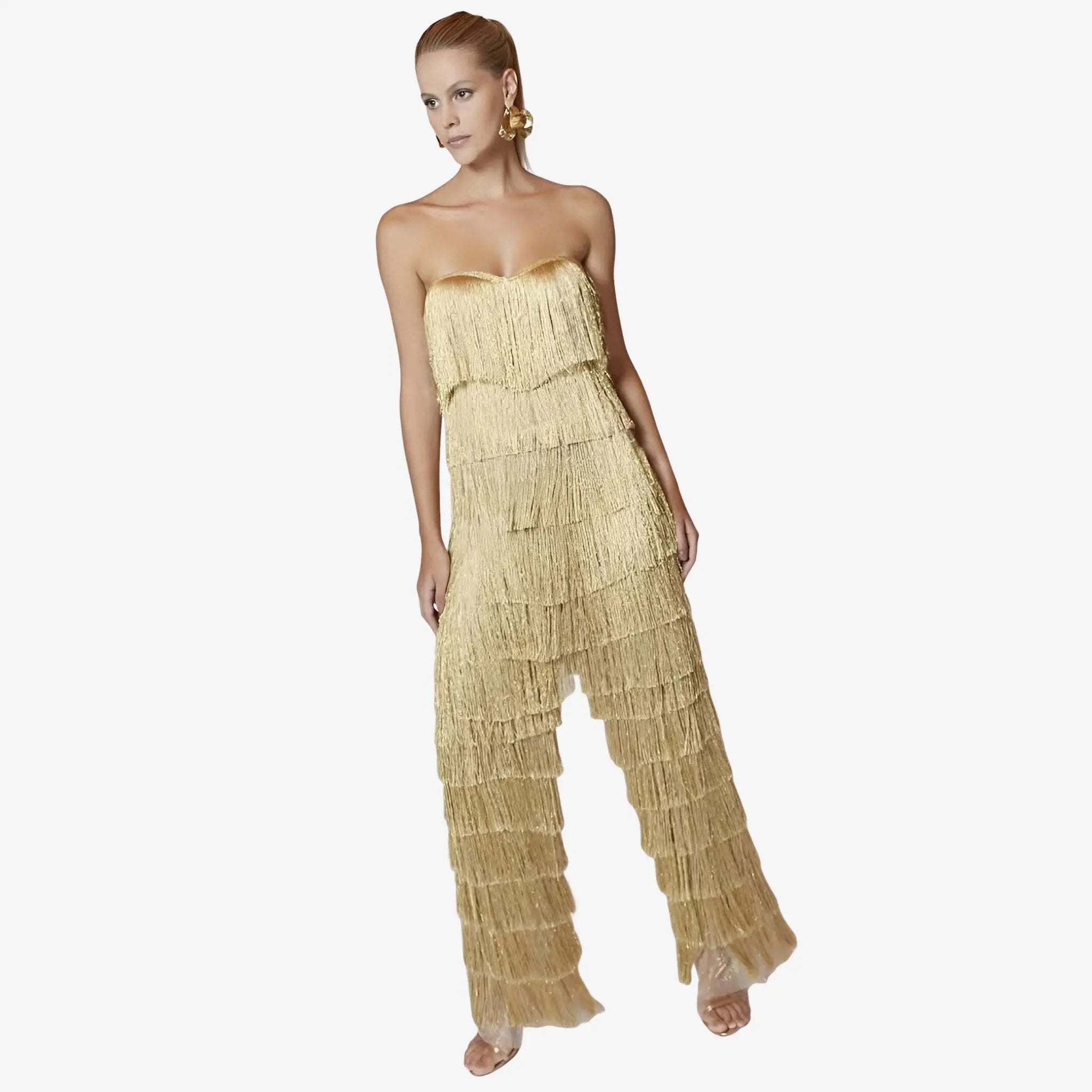 Belinda Gold Lurex Fringe Corset by Lethicia Bronstein