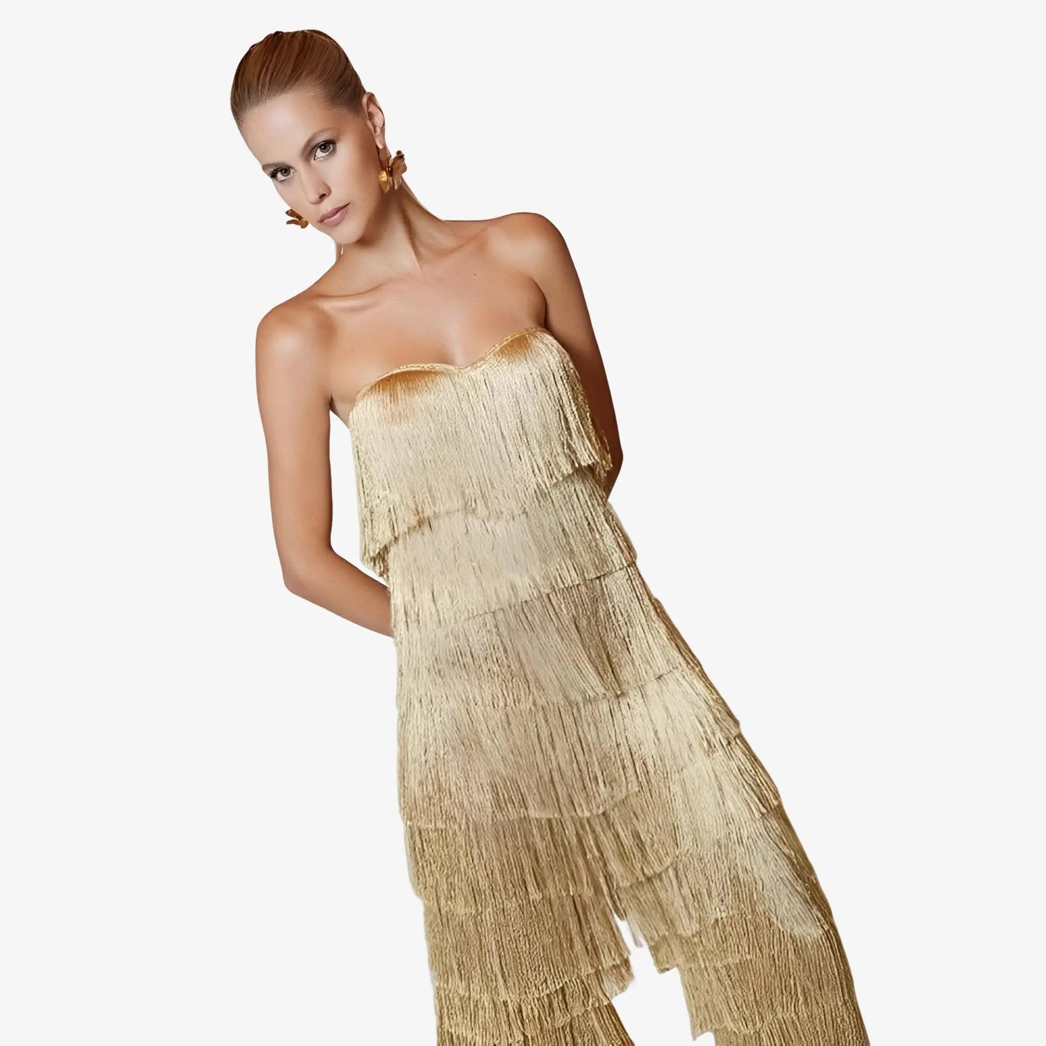 Belinda Gold Lurex Fringe Corset by Lethicia Bronstein