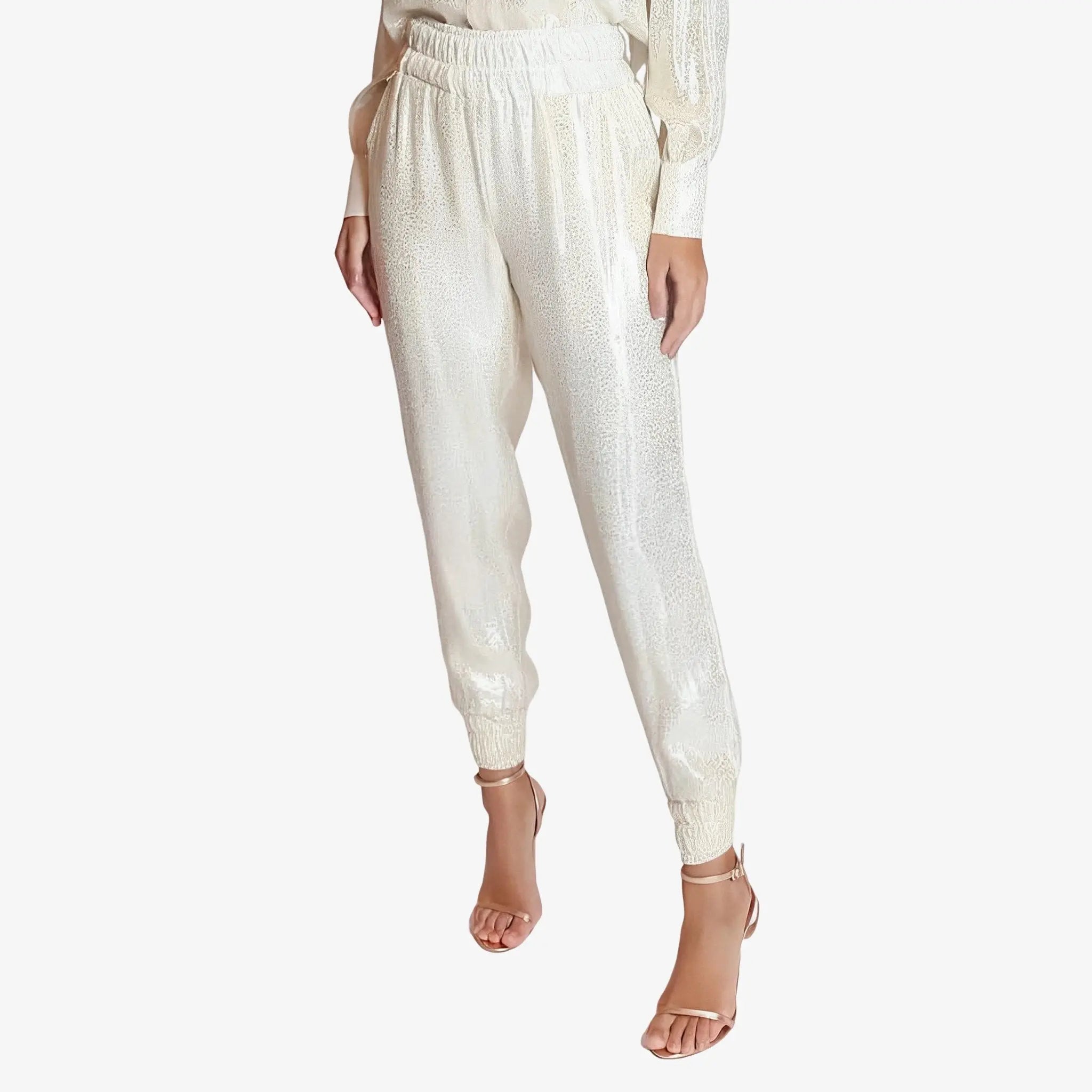 Bibiana Foil & Lace Pajama Pants by Lethicia Bronstein