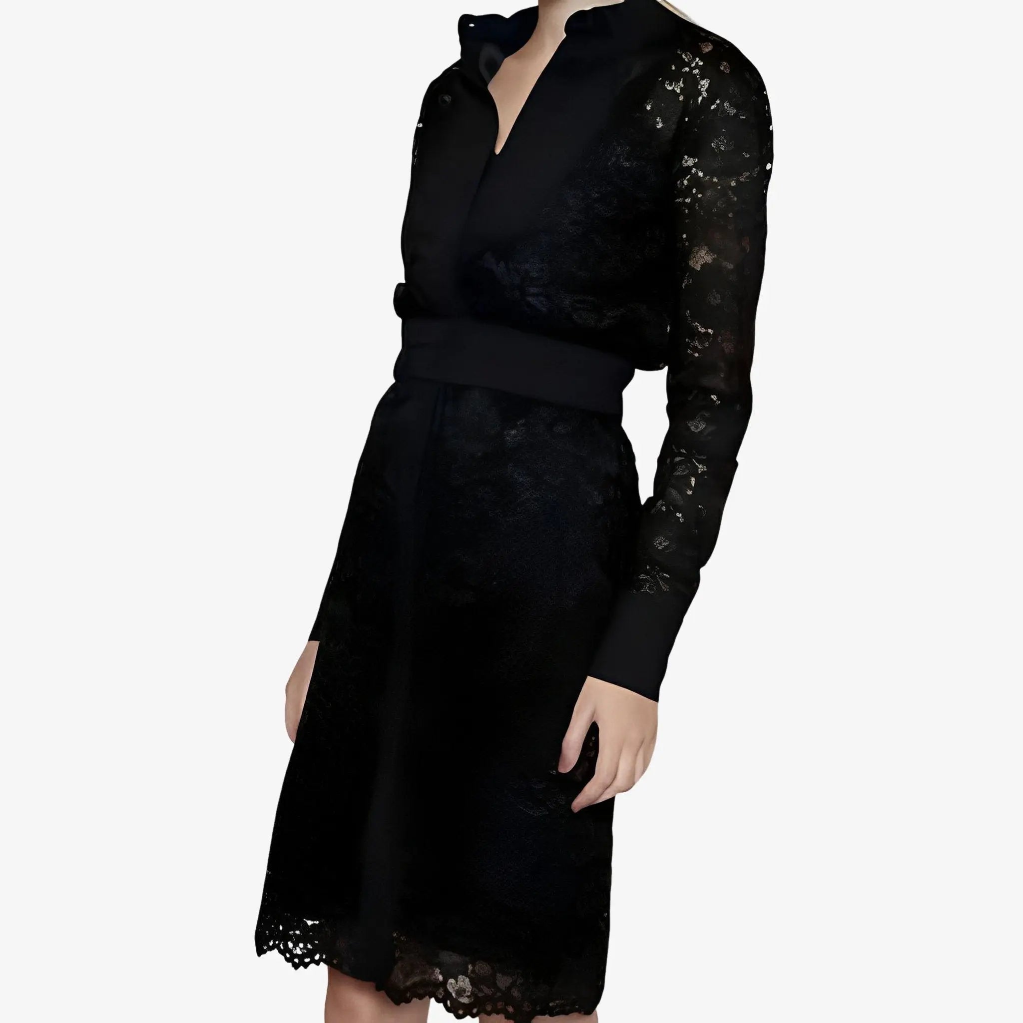 Ada Black Lace & Crepe Chemise by Lethicia Bronstein