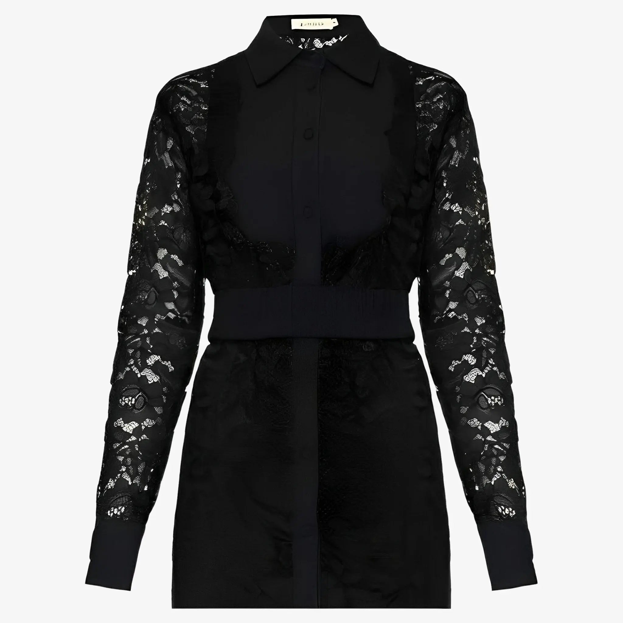 Ada Black Lace & Crepe Chemise by Lethicia Bronstein