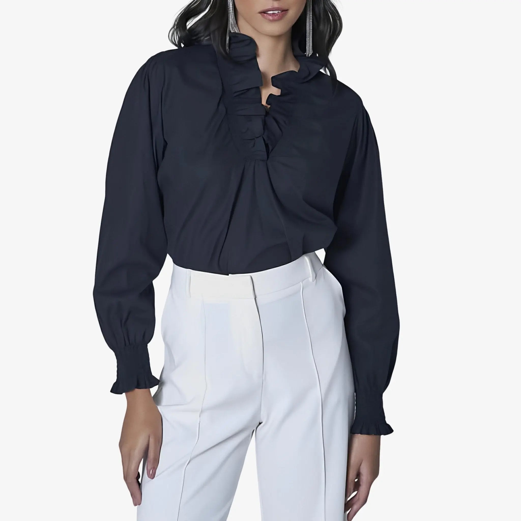 Azad Black Ruffled Shirt by Lethicia Bronstein