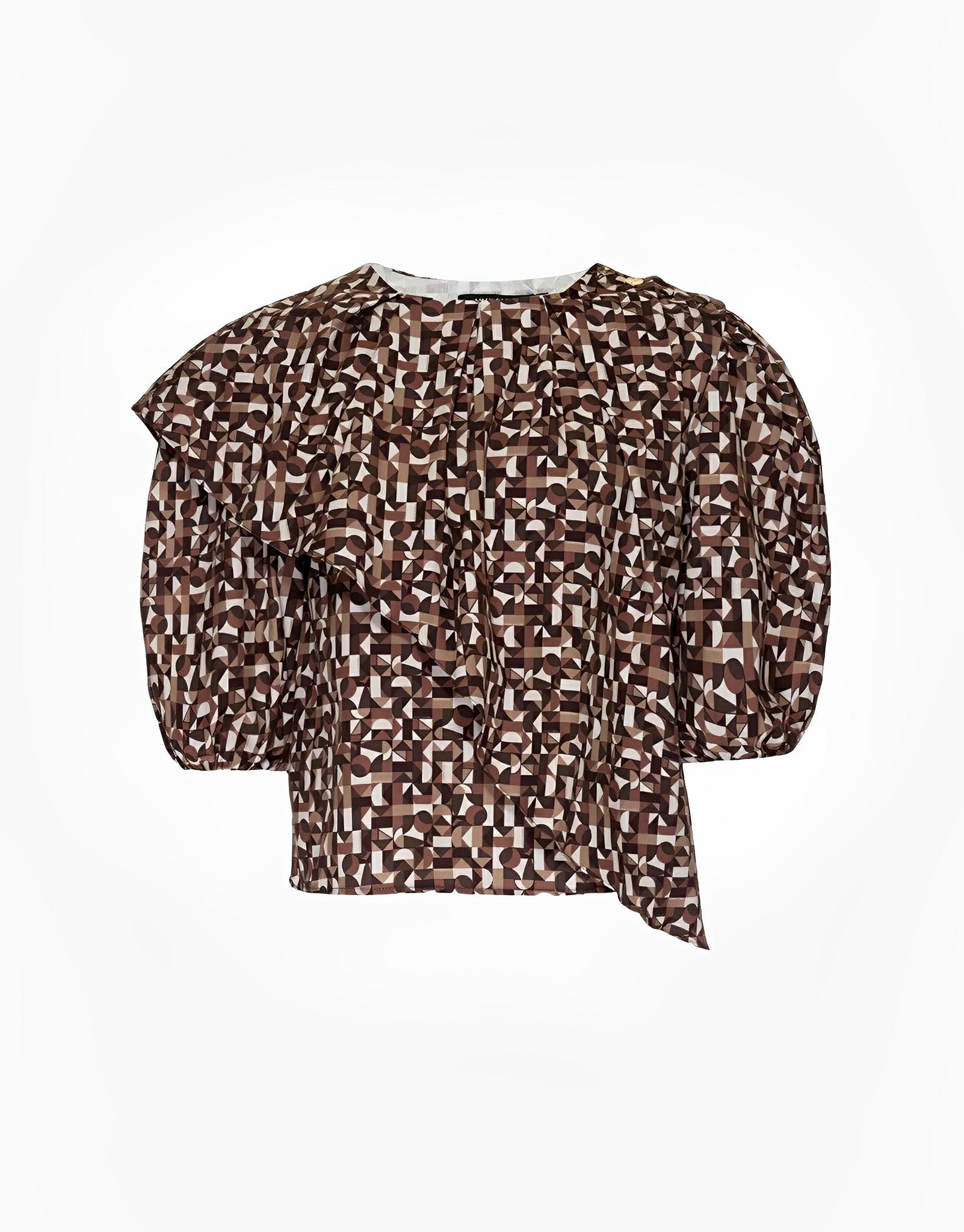 Cubism Brown Geometric Tricoline Blouse by Lilly Sarti