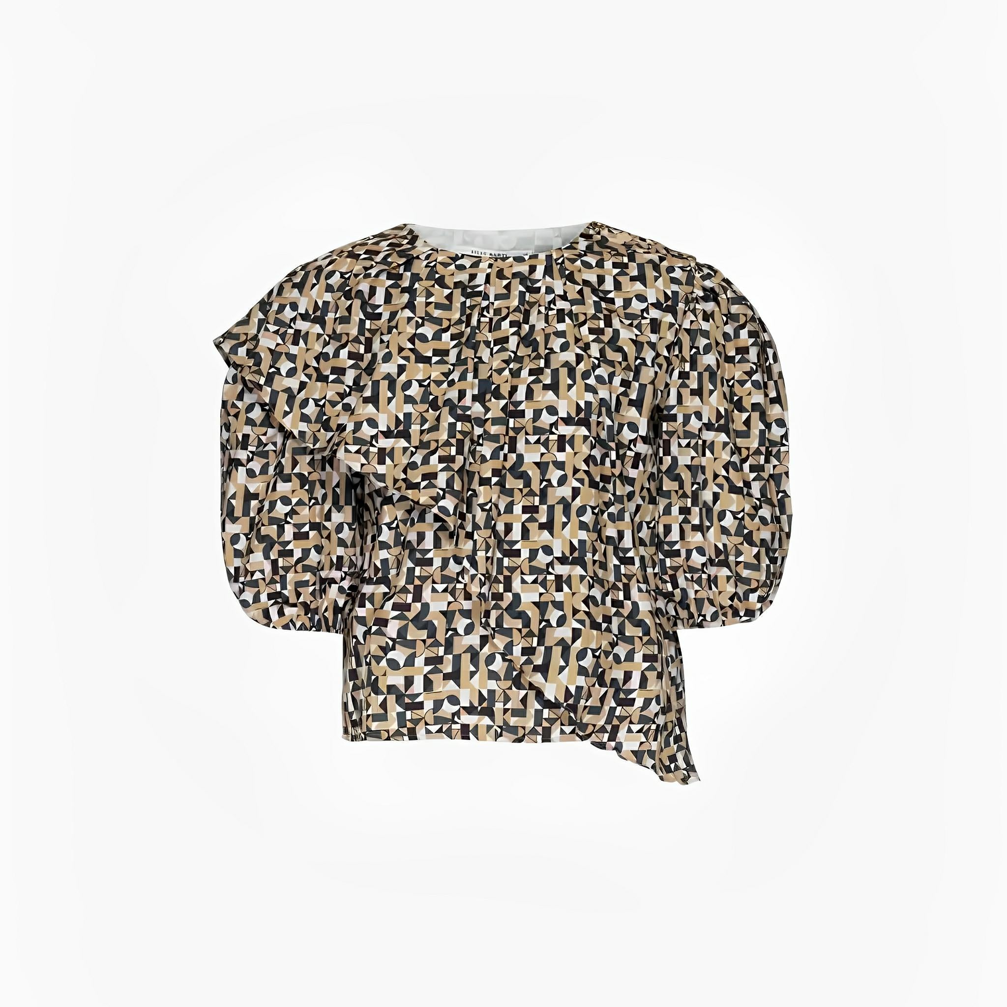 Cubism Black Geometric Tricoline Blouse by Lilly Sarti