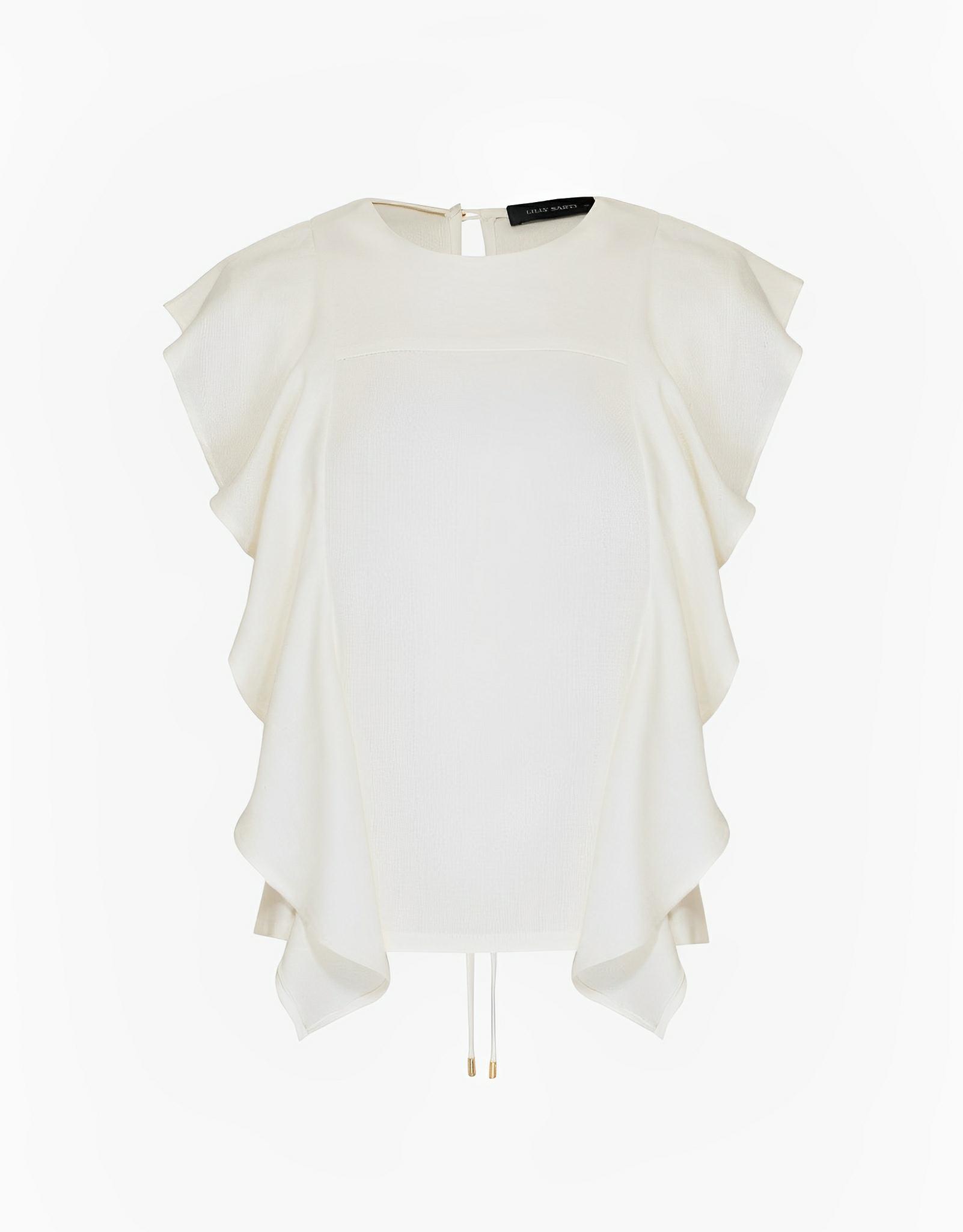 Fish White Ruffle Tie Blouse by Lilly Sarti