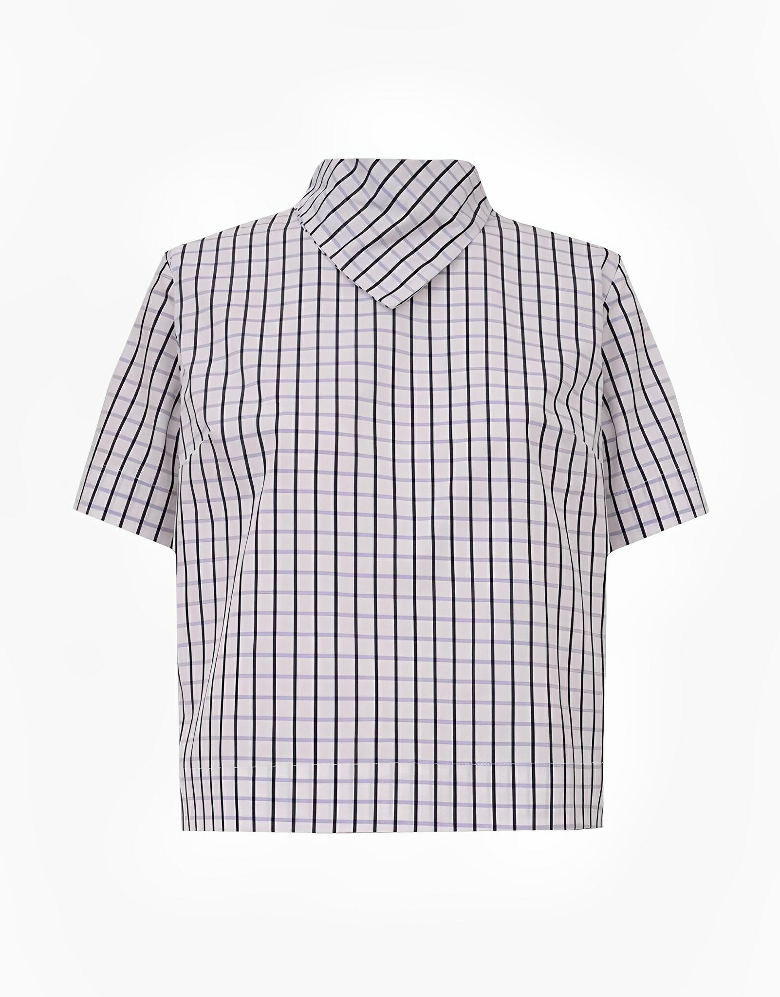 Western Scarf Collar White Plaid Blouse by Lilly Sarti