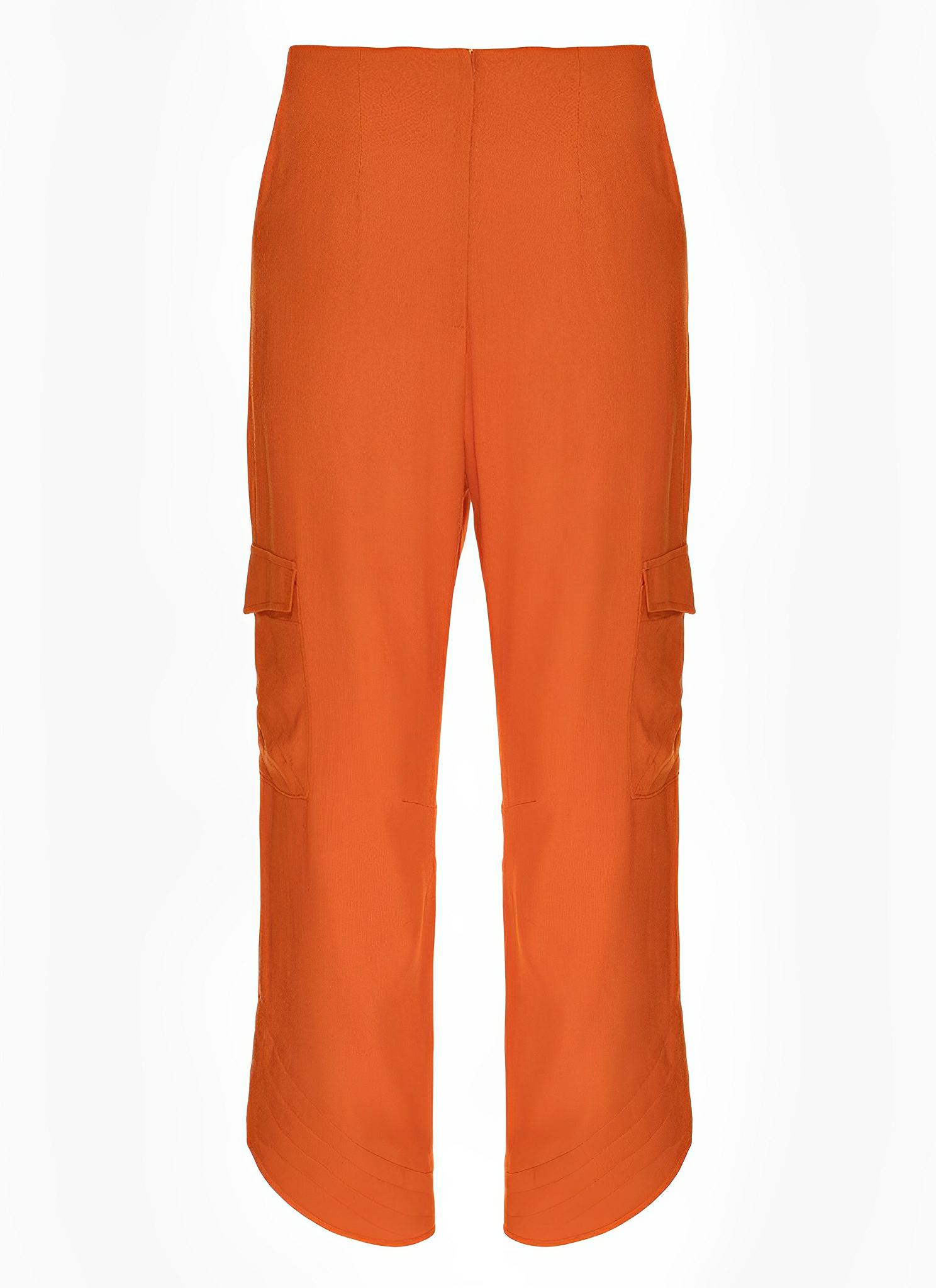 Orange Linen Cargo Pants by Lilly Sarti