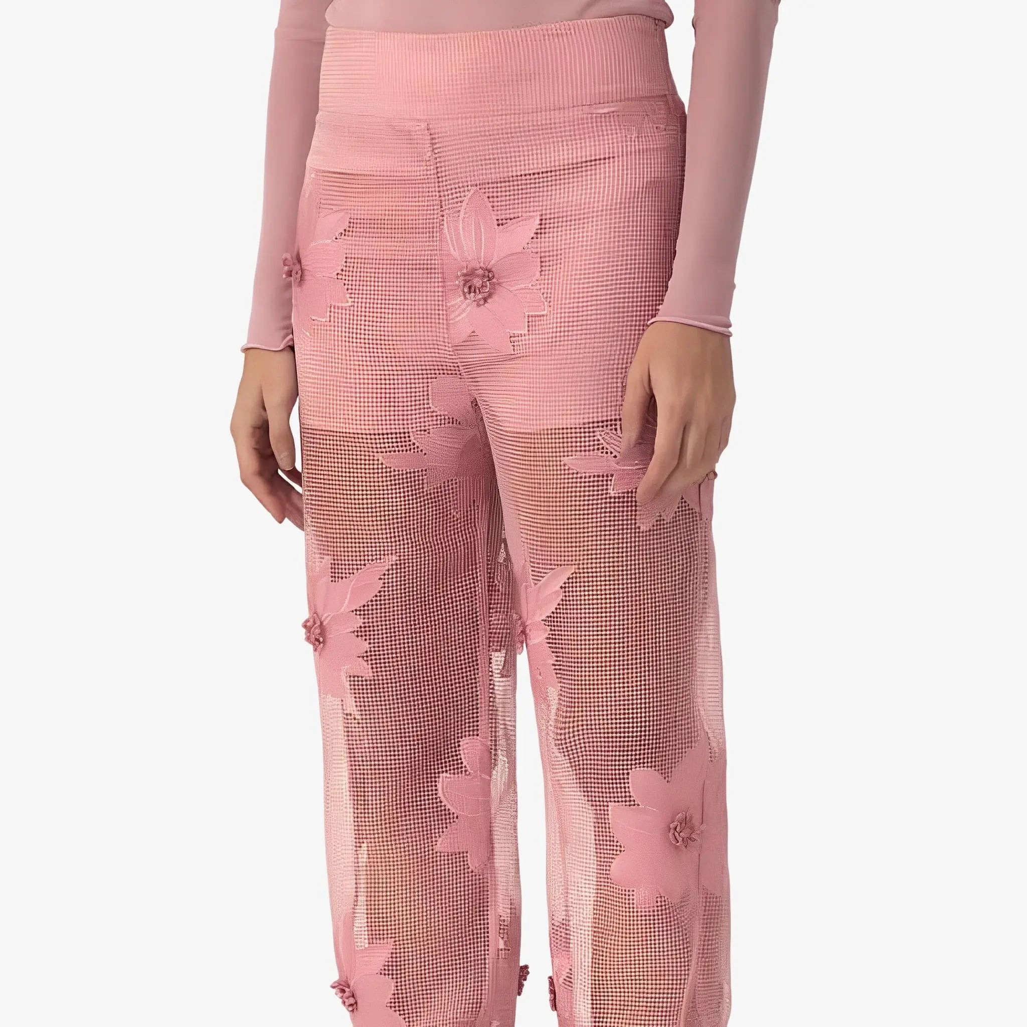 Lauren Pink Floral Appliqué Pants by Mixed