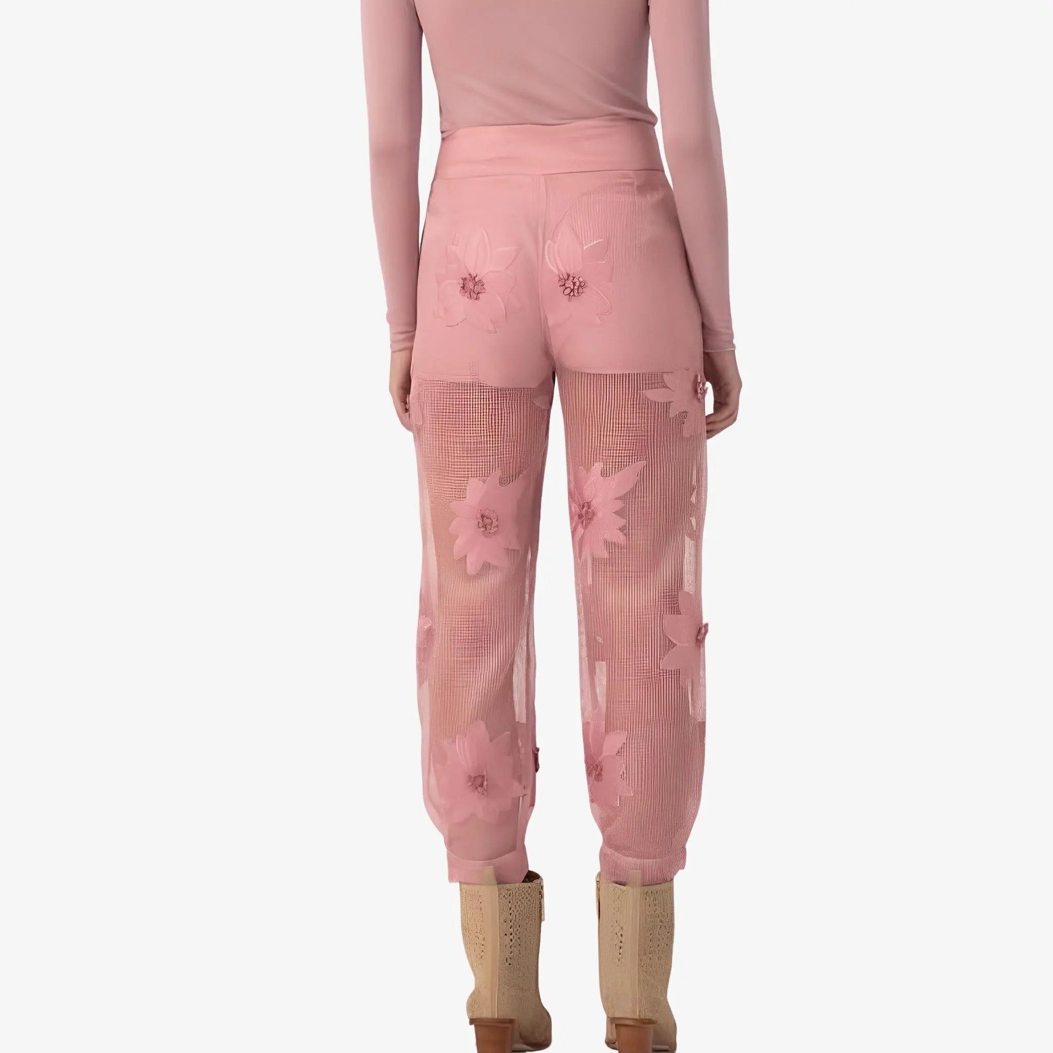 Lauren Pink Floral Appliqué Pants by Mixed
