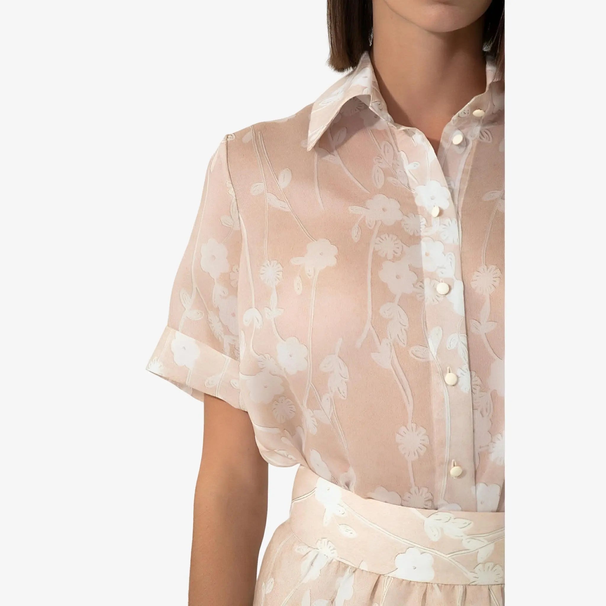 Floral Paz Beige Print Shirt by Mixed
