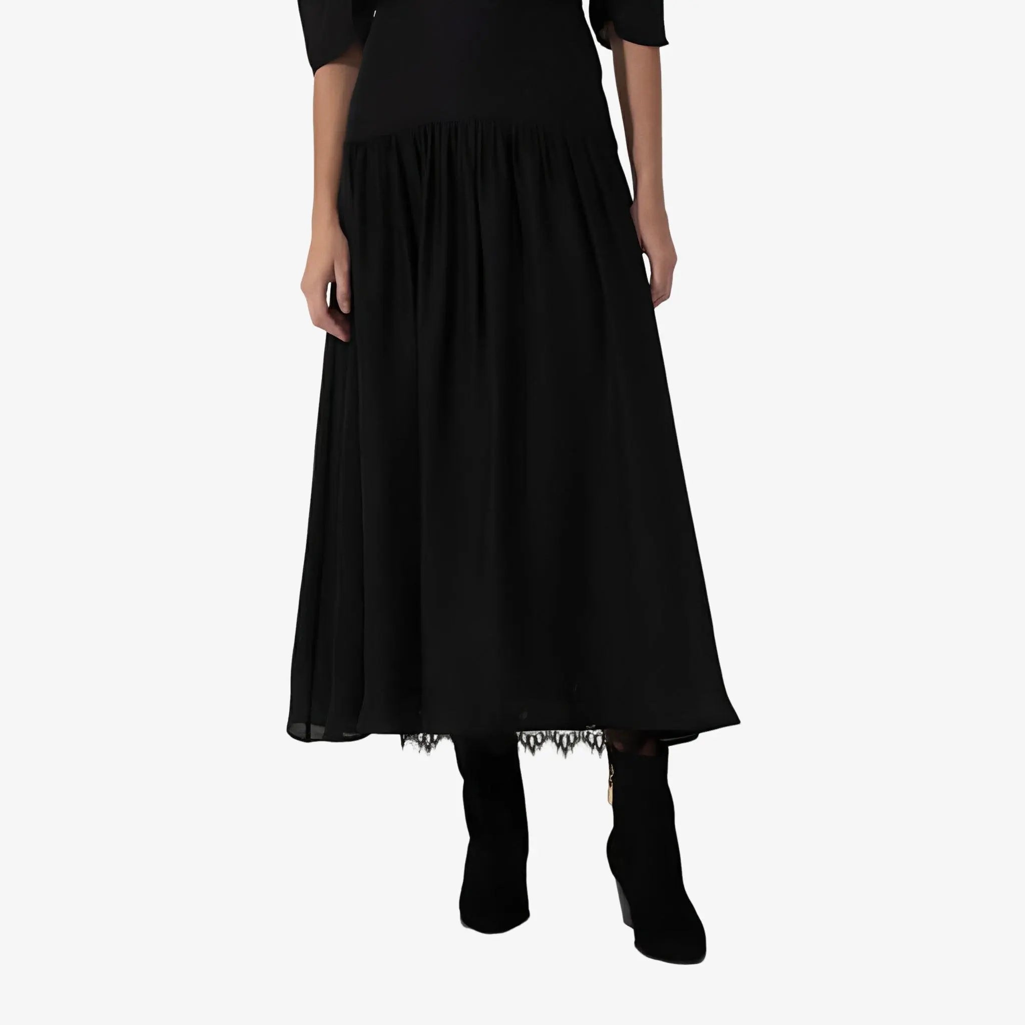 Carmen Black Satin Skirt by Mixed