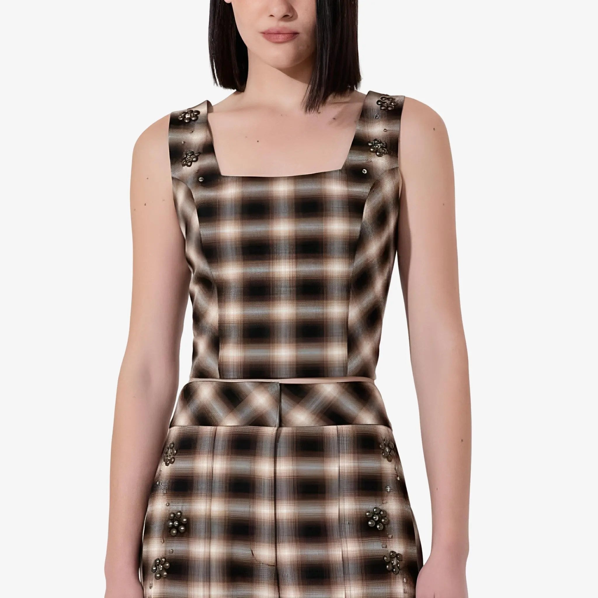 Elizabeth Checkered Cropped Top by Mixed