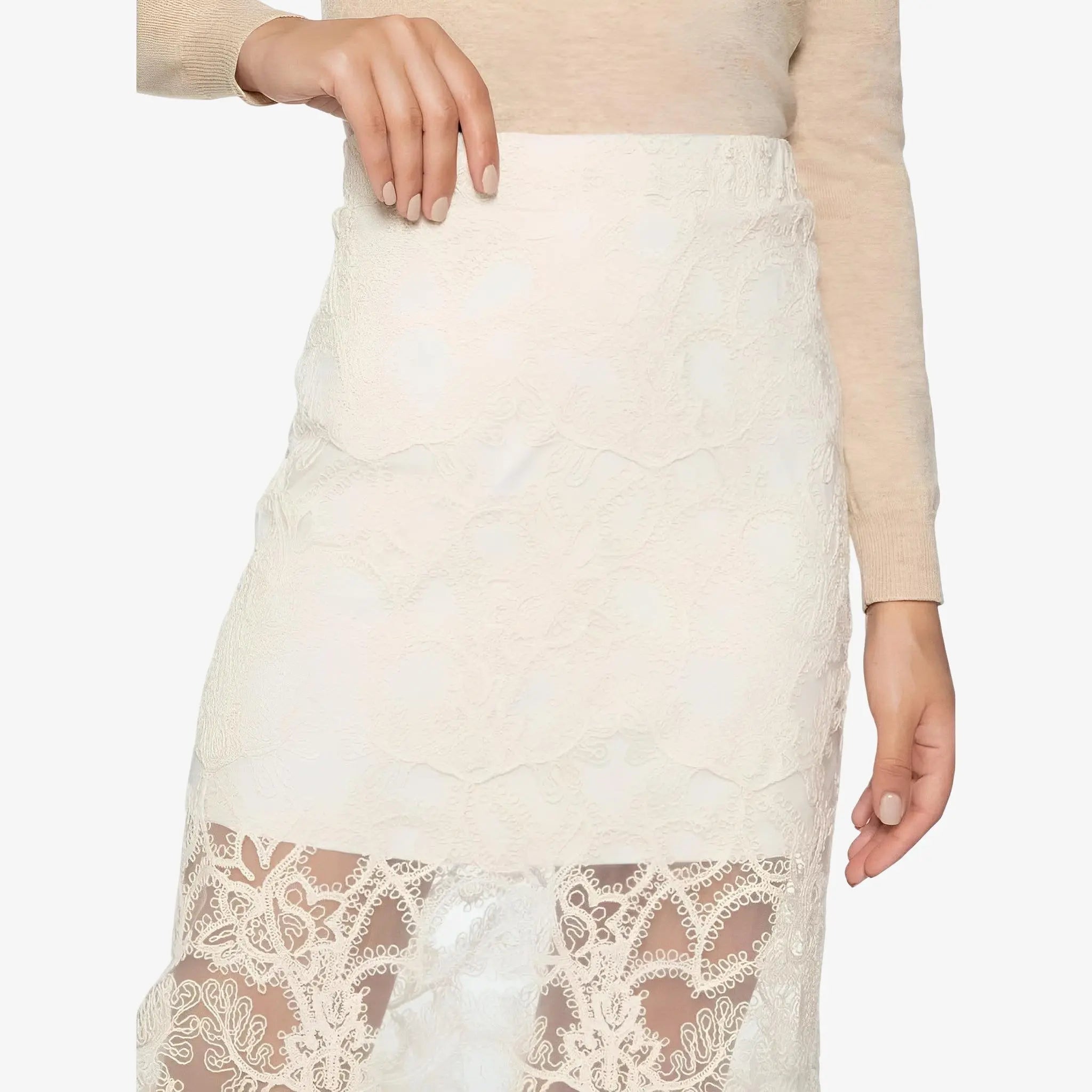 Sofia Off-White Tulle Midi Skirt by Mixed