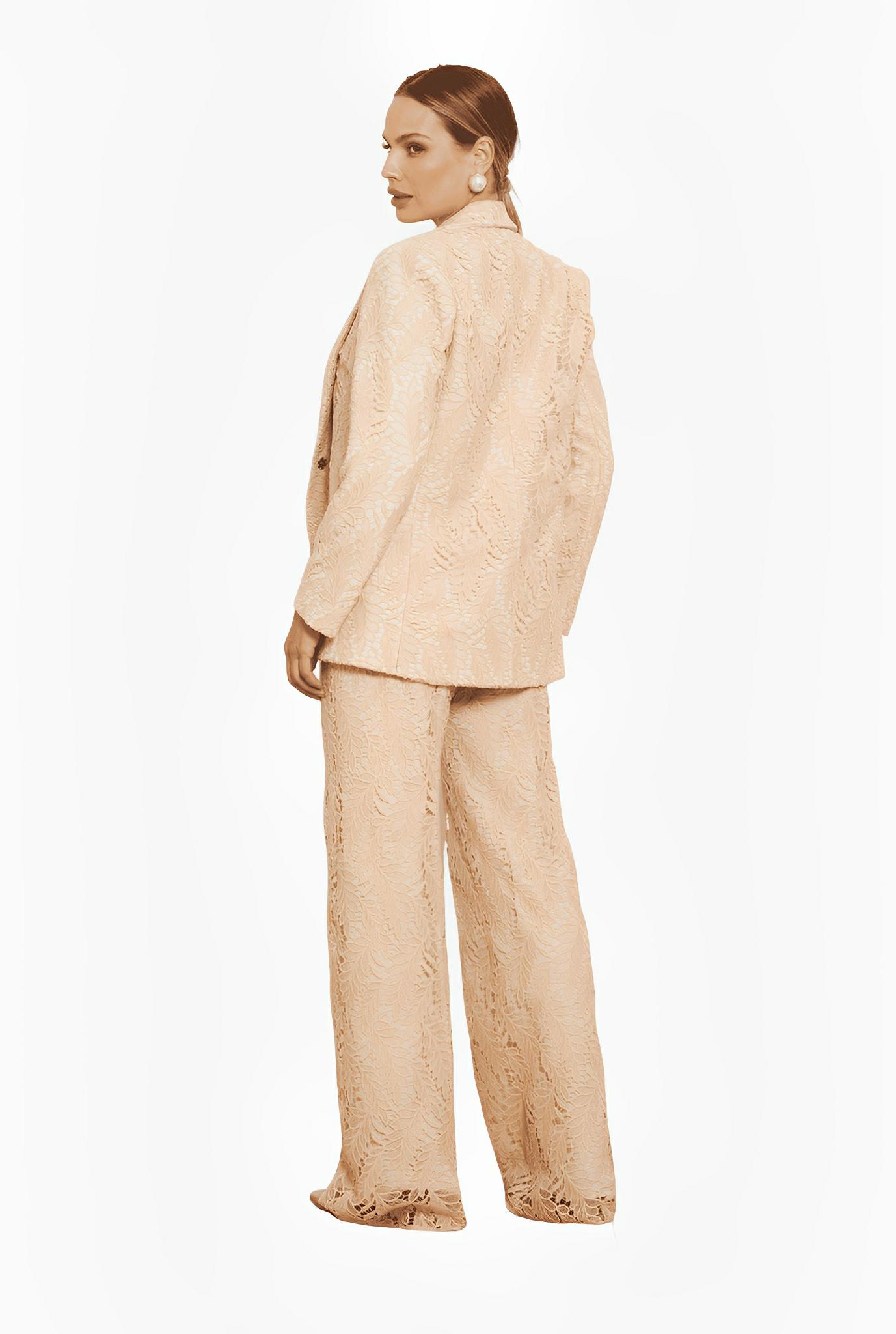 Off-White Lace Tailored Pants by Ton Âge