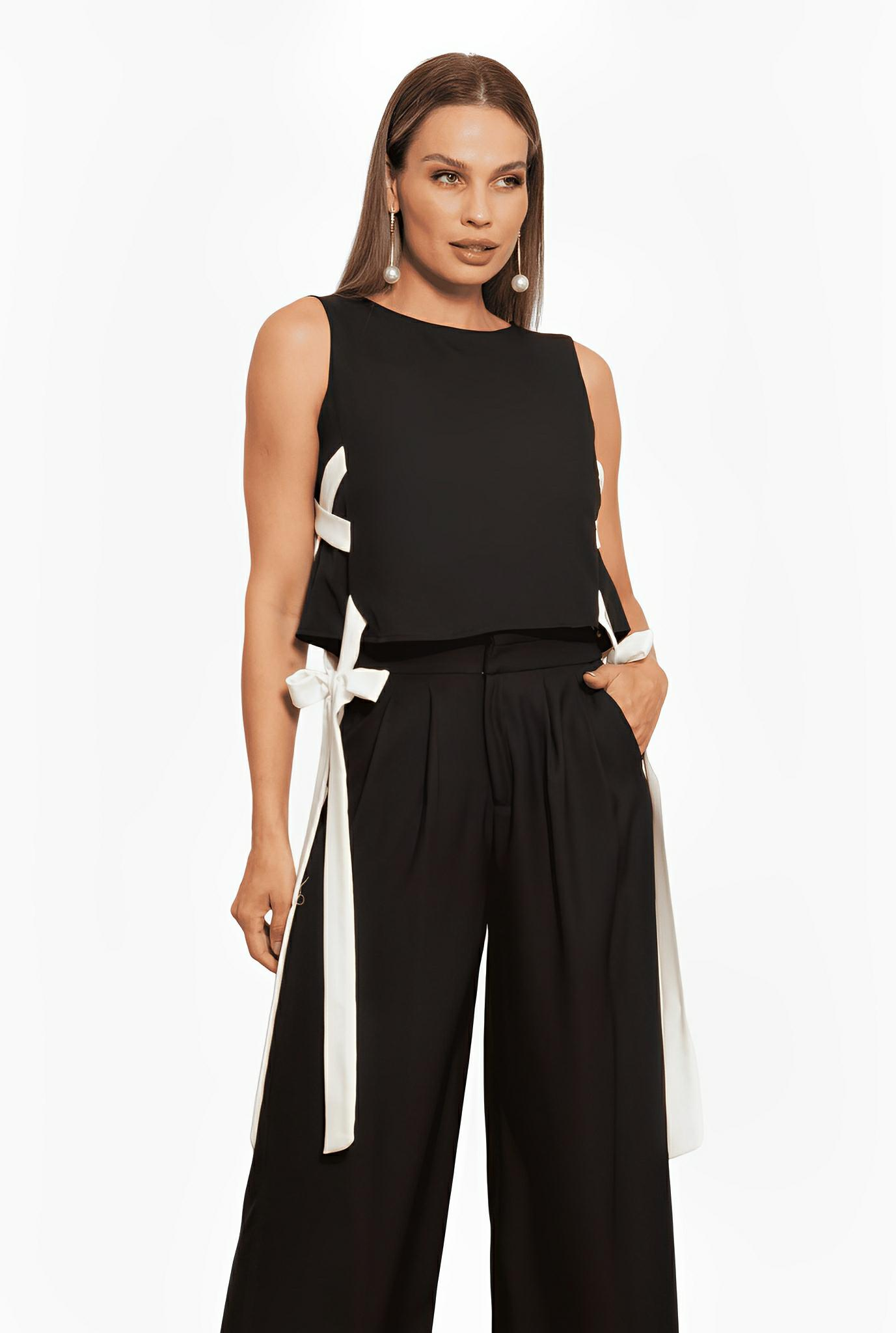 Vienna Crepe Lace-Up Cropped Top by Ton Âge
