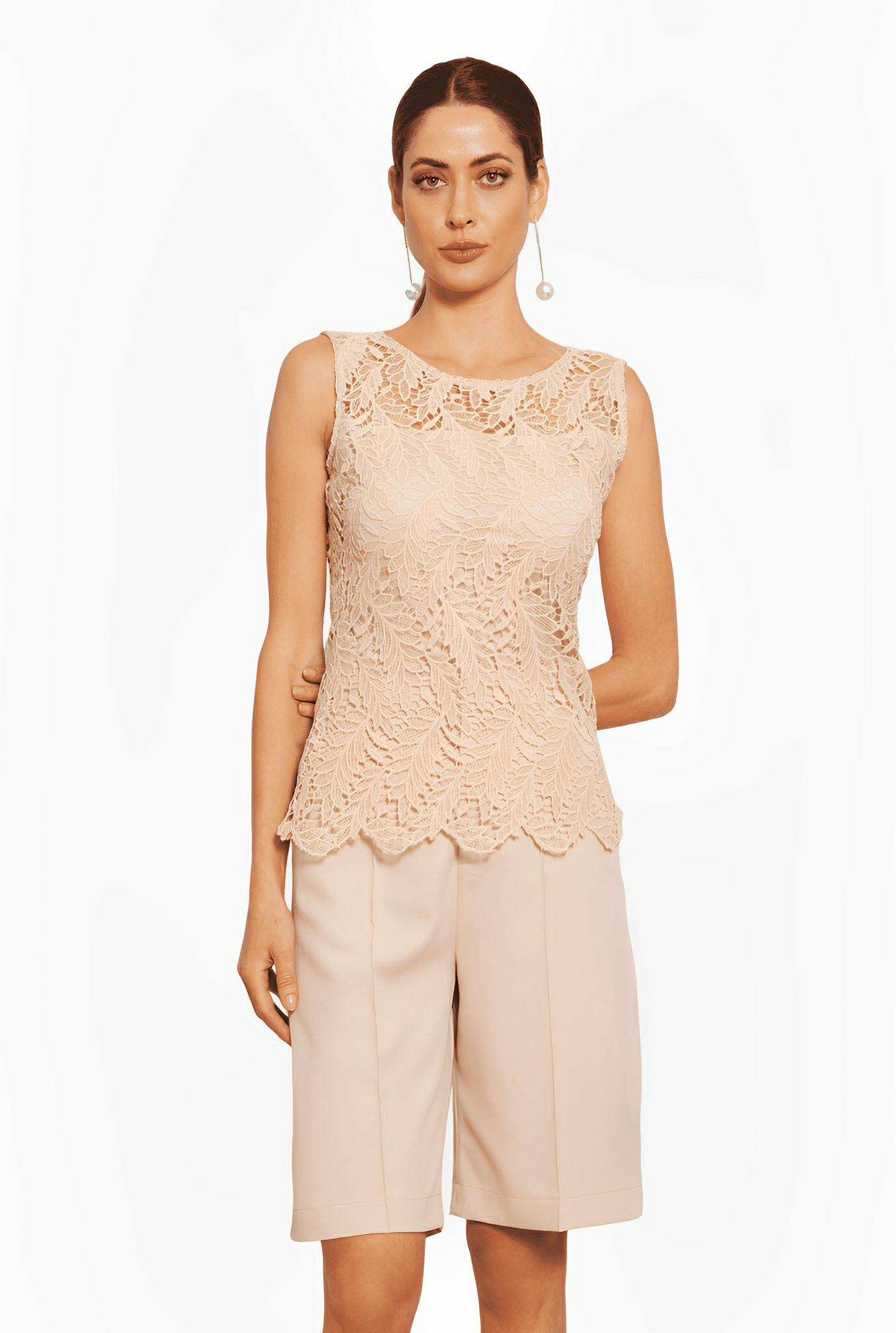 Beige Sand Lace Blouse by Ton Âge