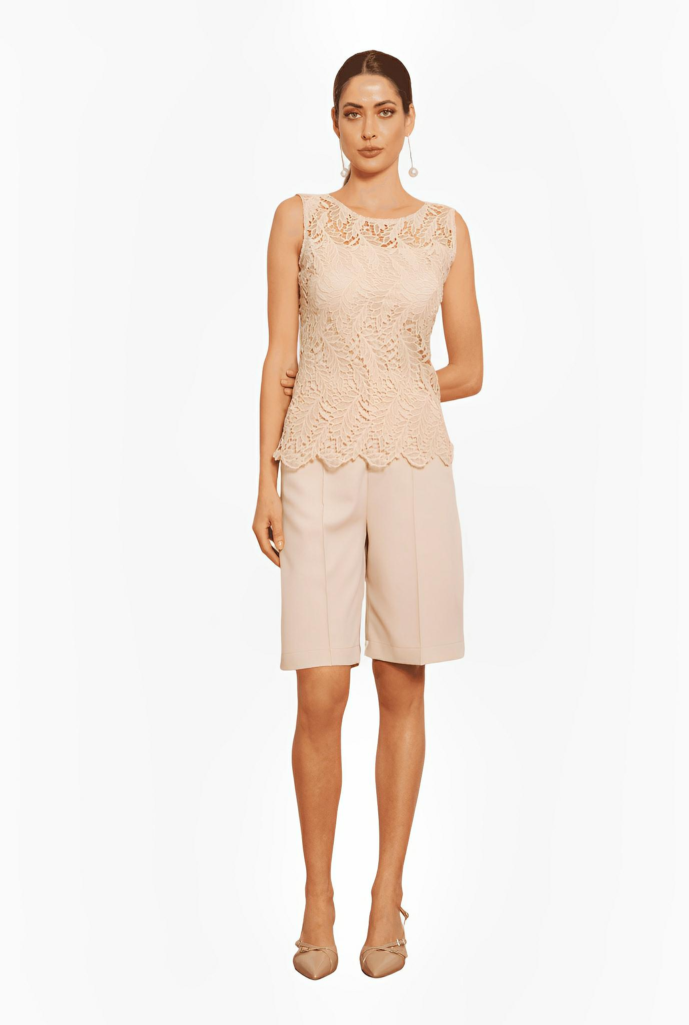 Beige Sand Lace Blouse by Ton Âge