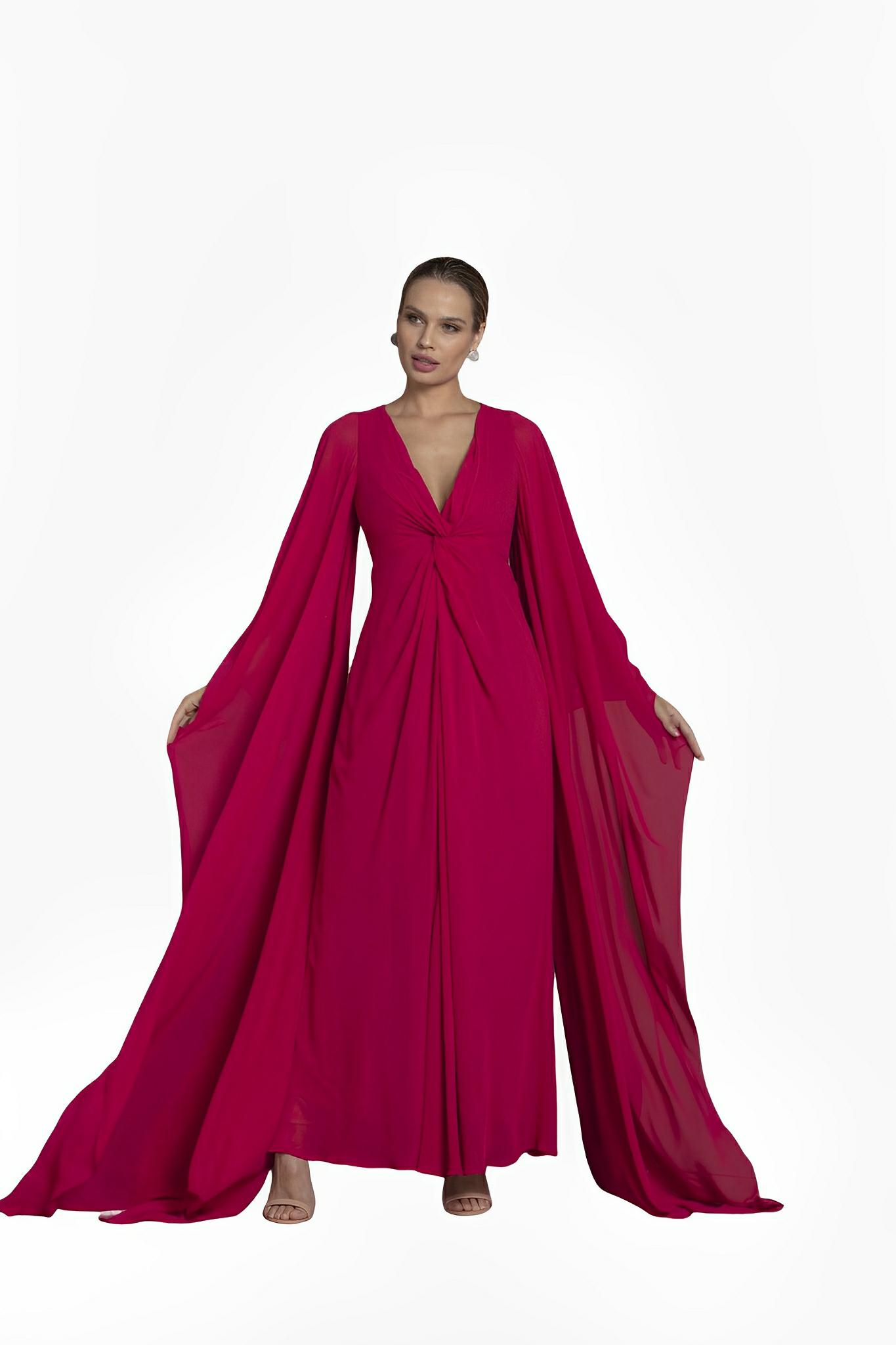 Dark Pink Georgette Gown by Ton Âge