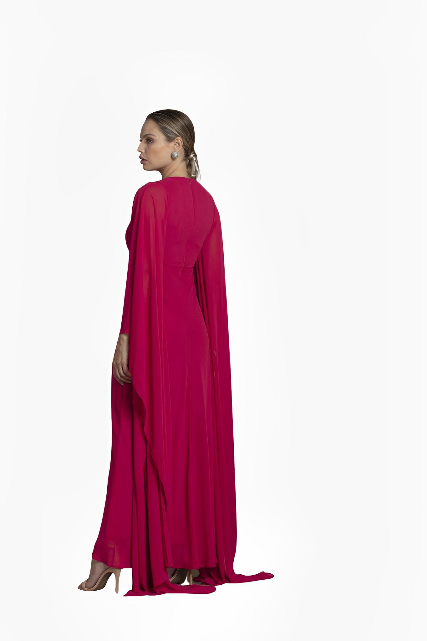 Dark Pink Georgette Gown by Ton Âge