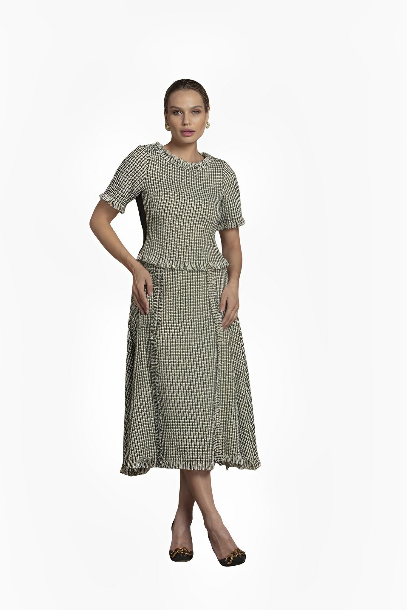 Copenhagen Black & Off-White Tweed Skirt by Ton Âge