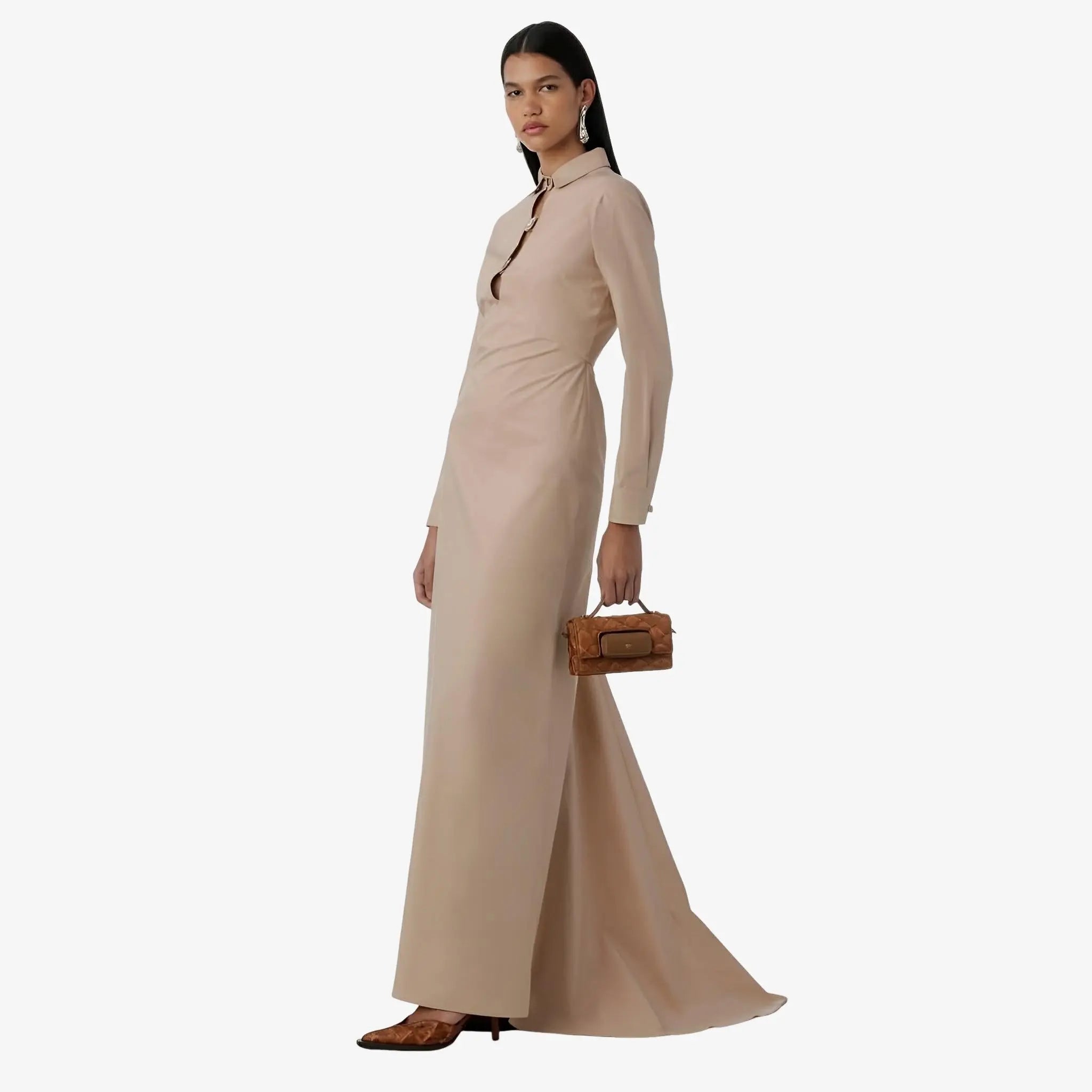 Helena Beige Cotton Shirt Dress by Misci