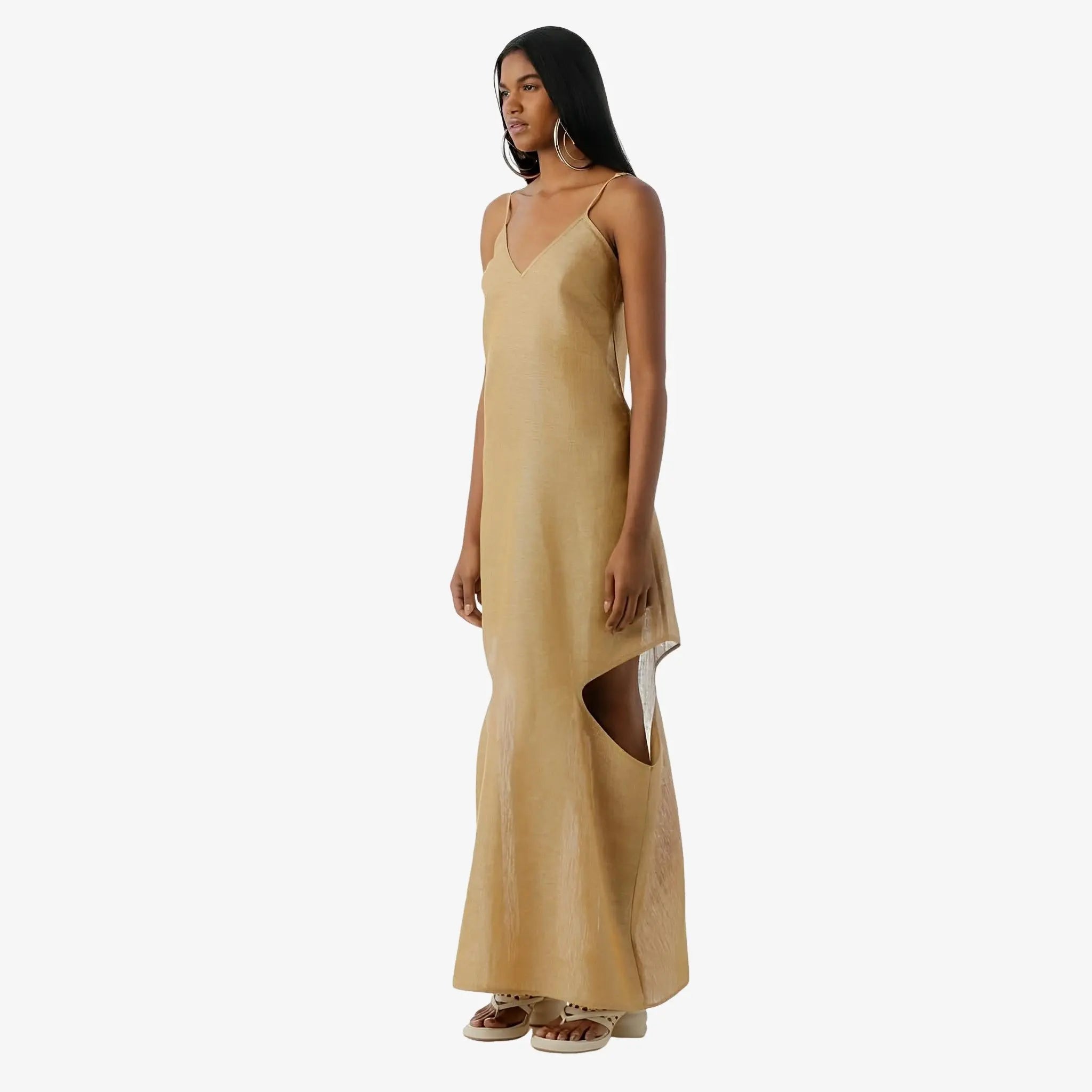 Cascavel Gold Lurex Linen Dress by Misci
