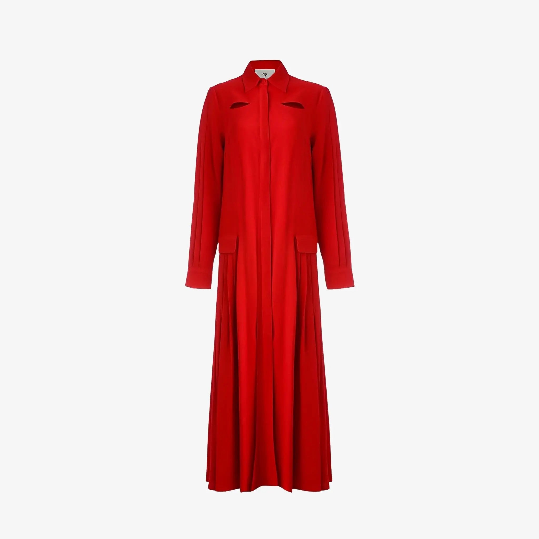 Victoria Red Pleated Shirt Dress by Misci