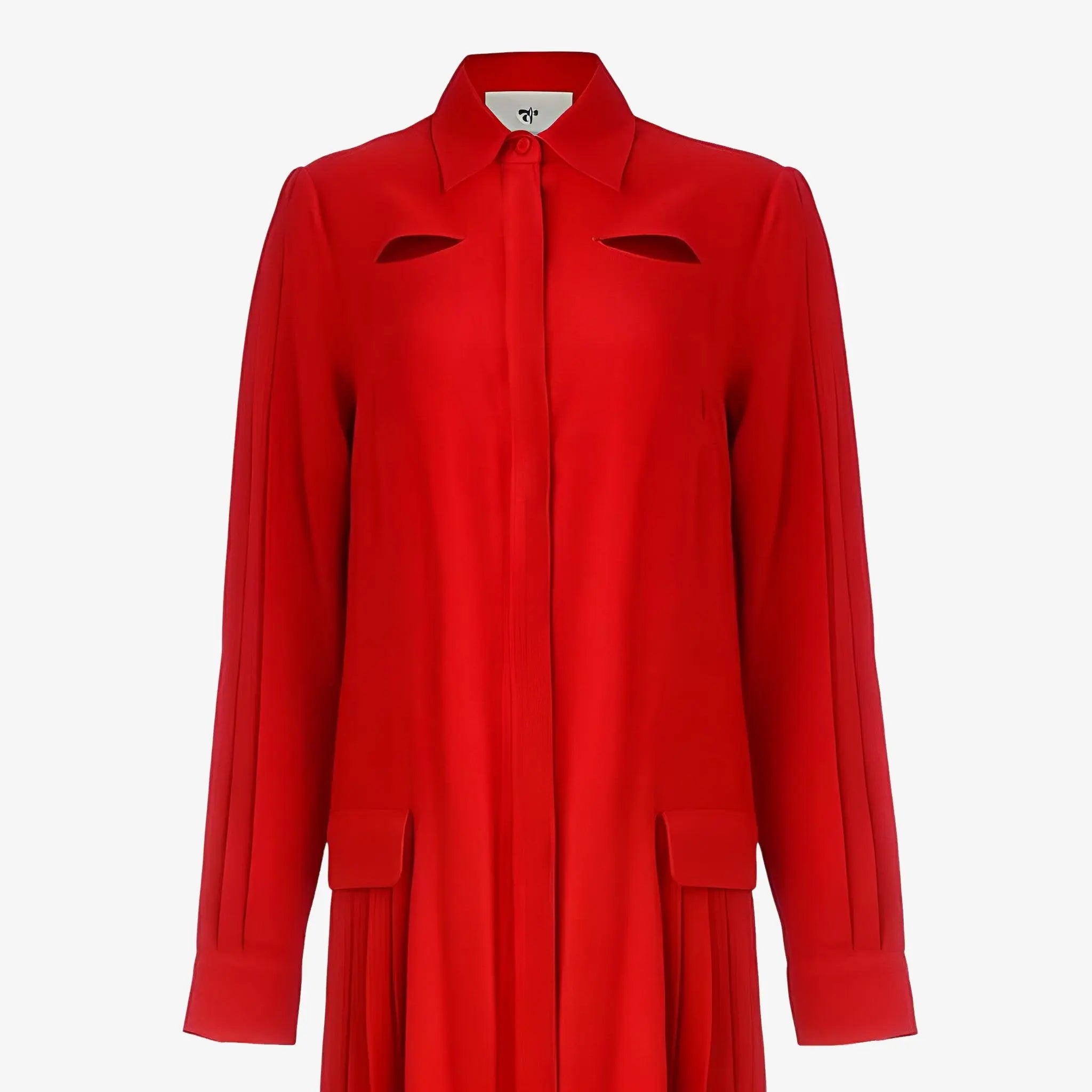 Victoria Red Pleated Shirt Dress by Misci