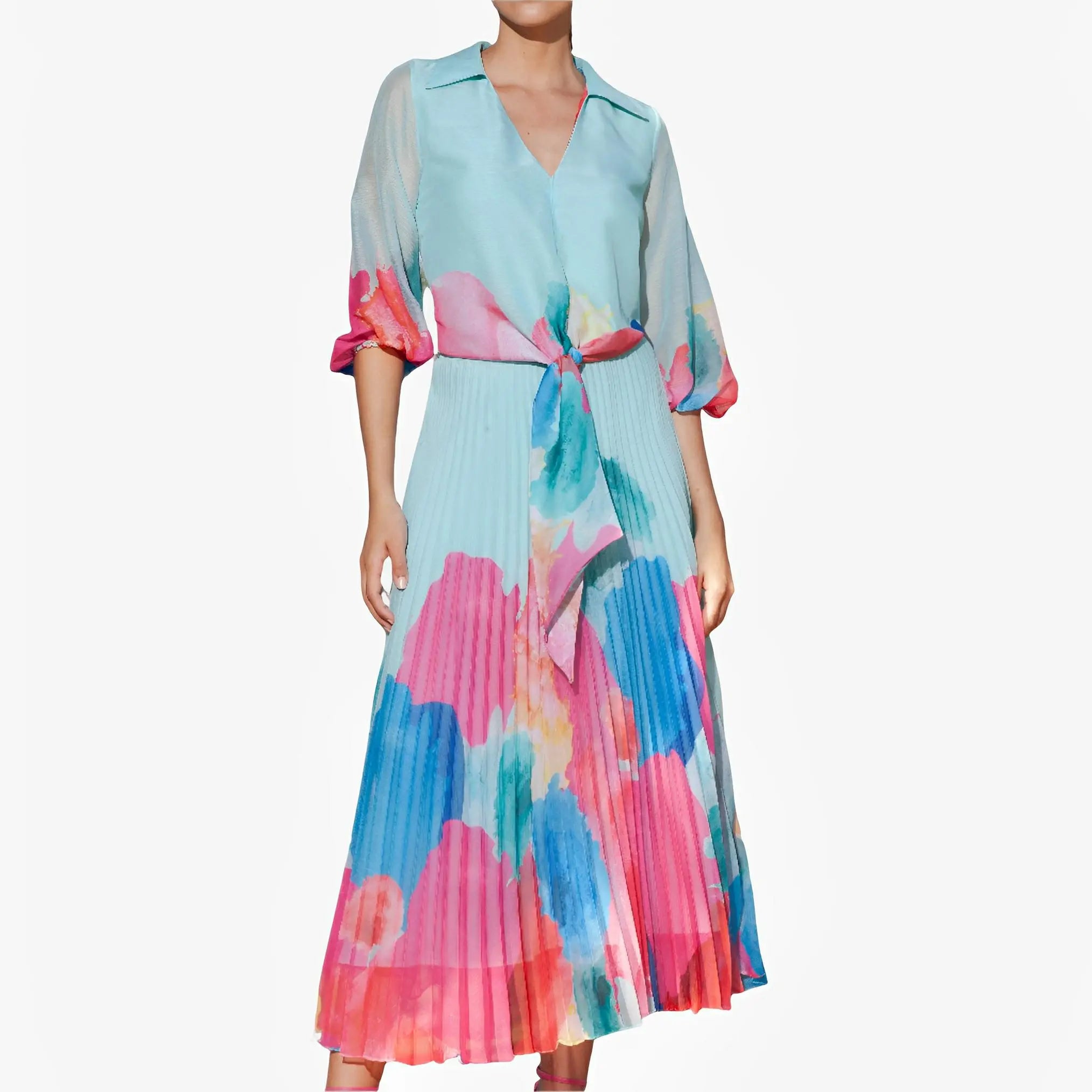Abstract Print Tie-Hem Blouse by Ton Âge