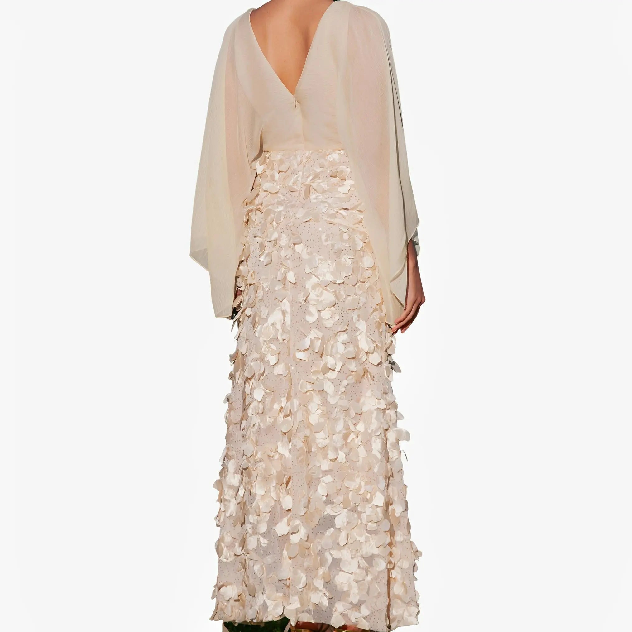 Gold Floral Tulle Couture Gown by Ton Âge