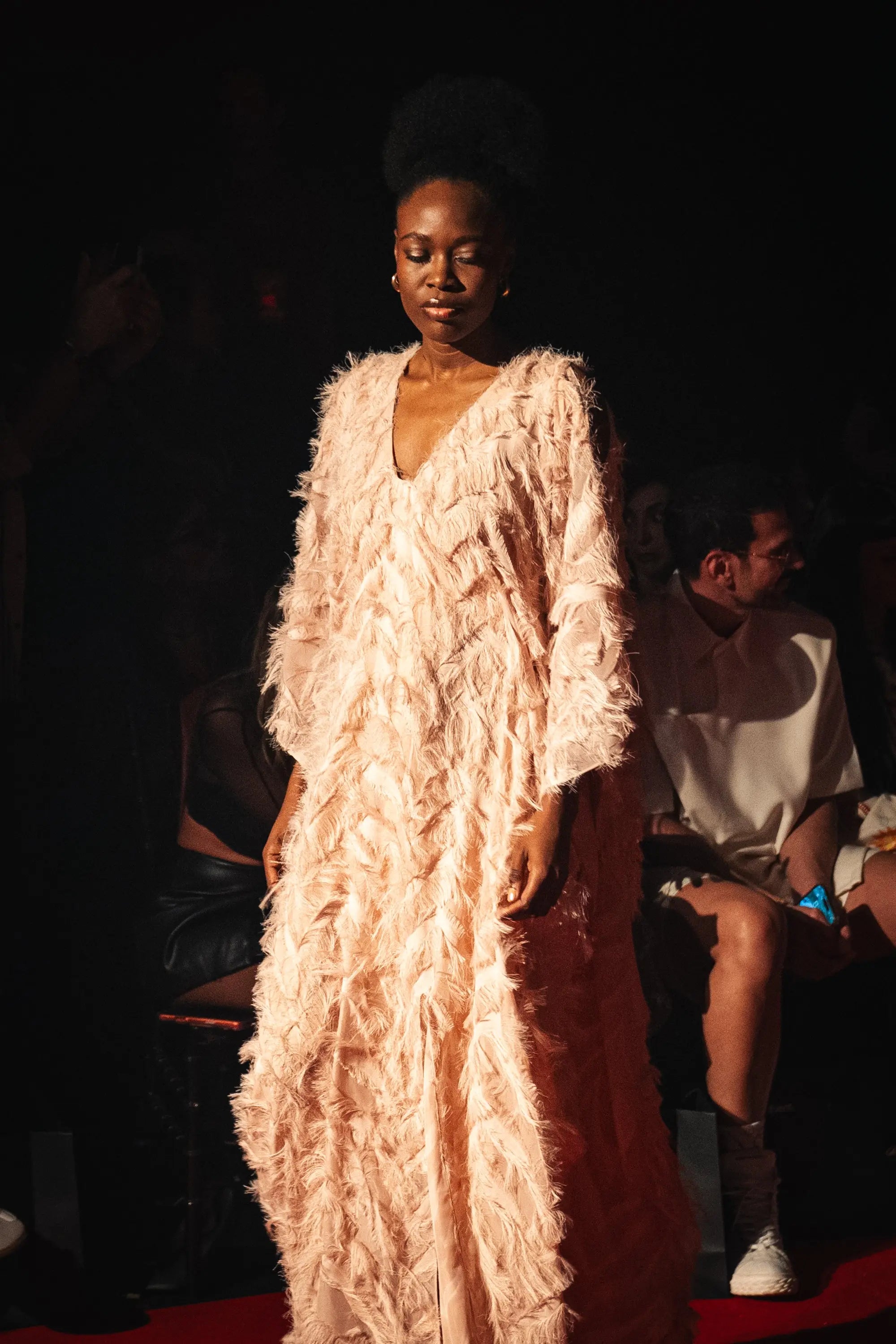 Rosé Feather Kaftan by Bambu