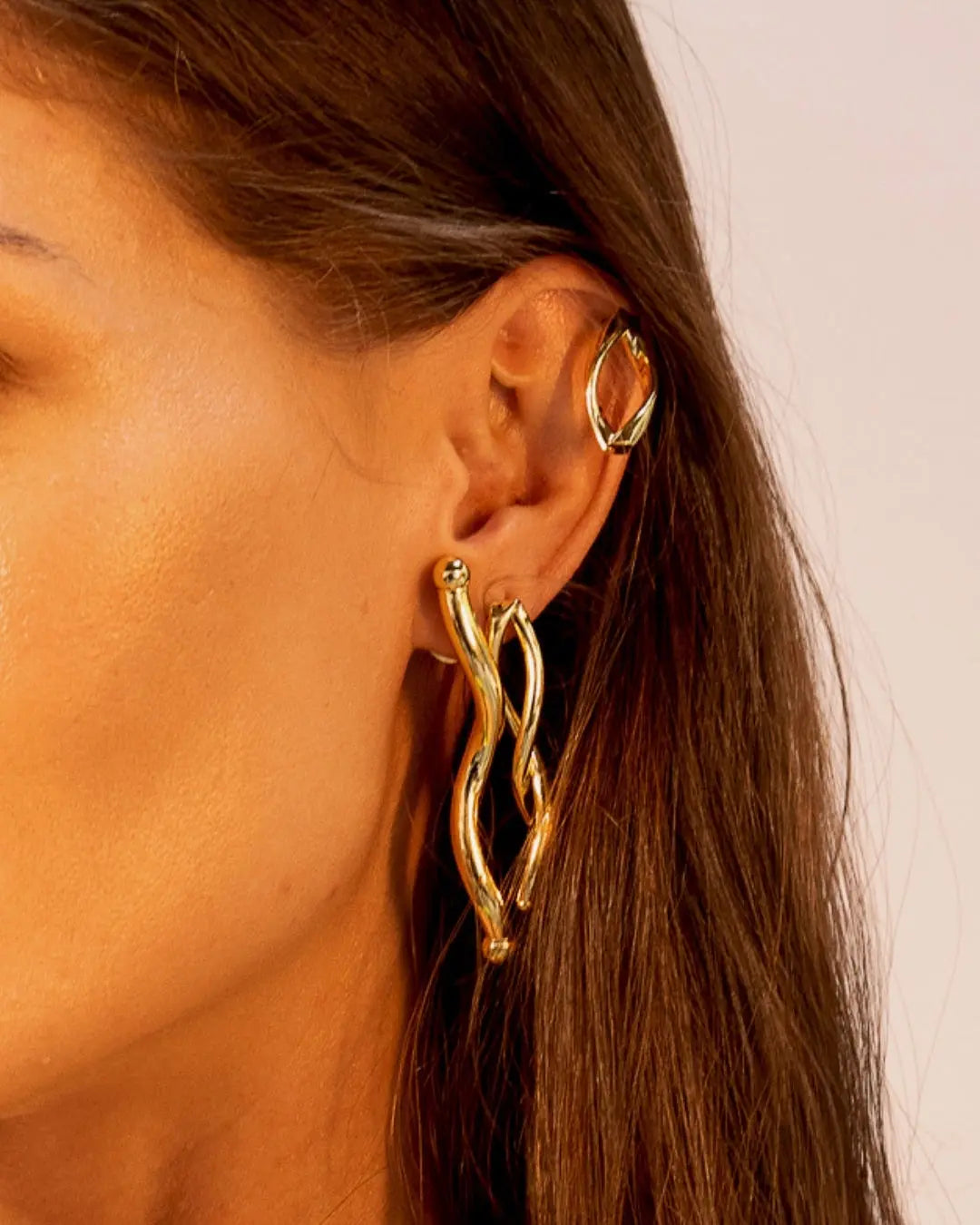 Organic Gold Earrings Set by Juliana Manzini