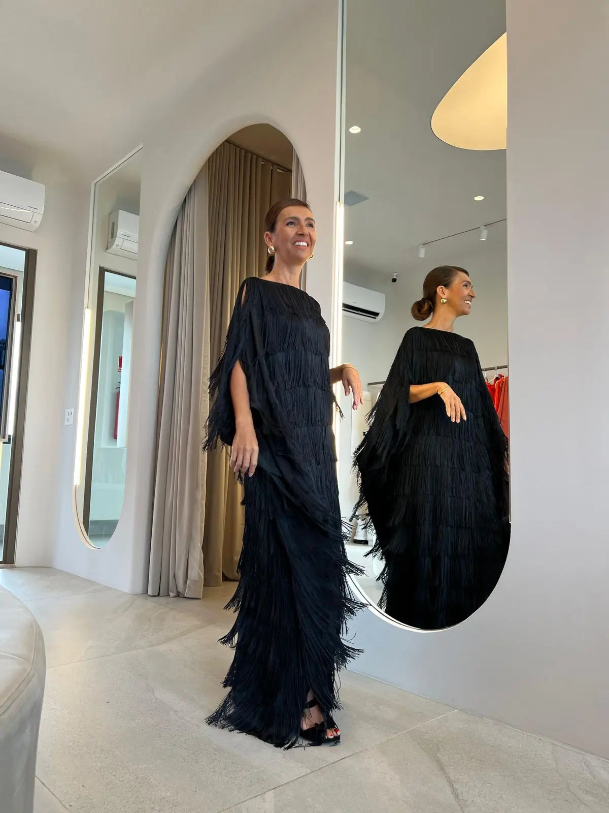 Black Fringe Kaftan by Bambu
