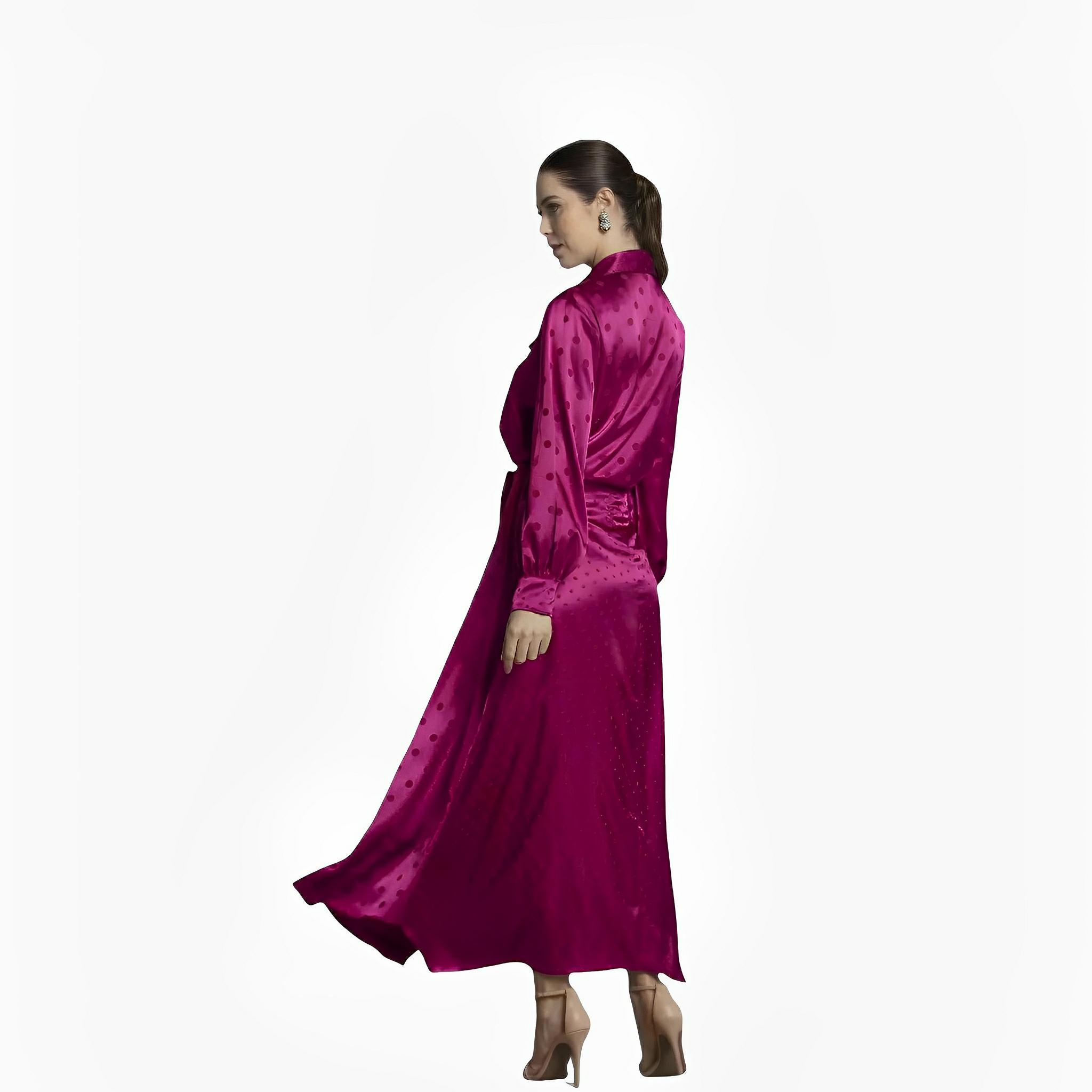 Wine Satin Jacquard Polka Dot Skirt by Ton Âge