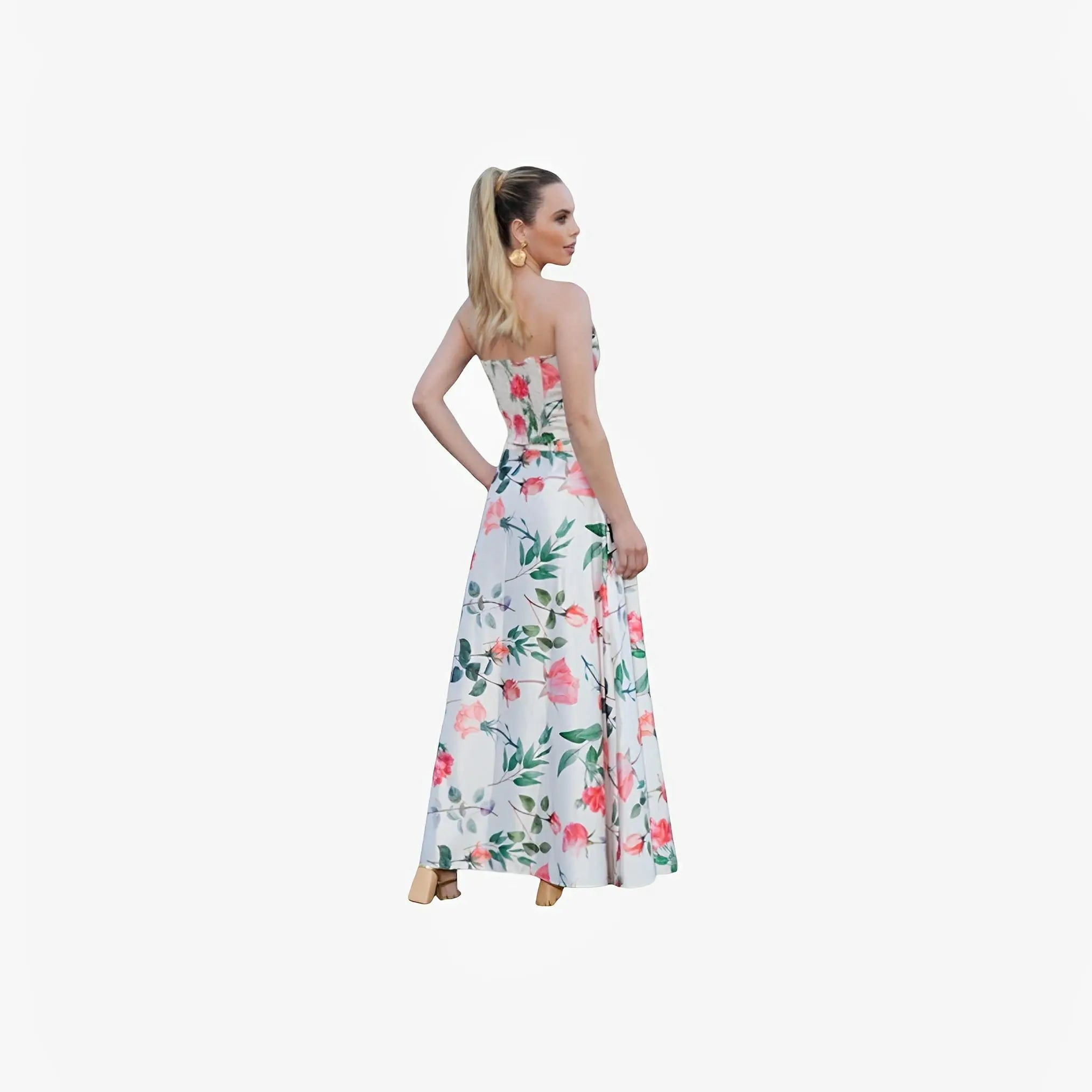 Rose Print Strapless Corset by Ton Âge