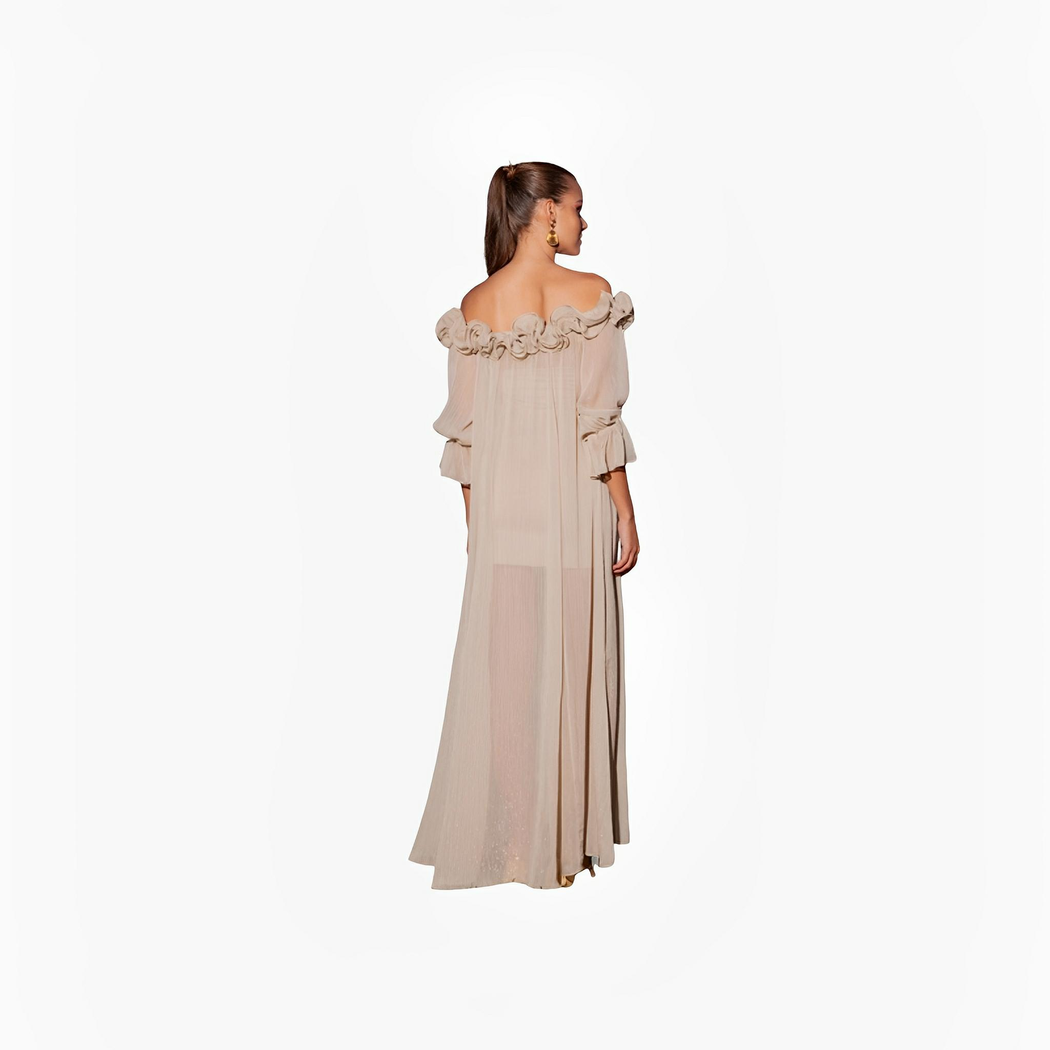 Beige Rose Appliqué Gown by Ton Âge