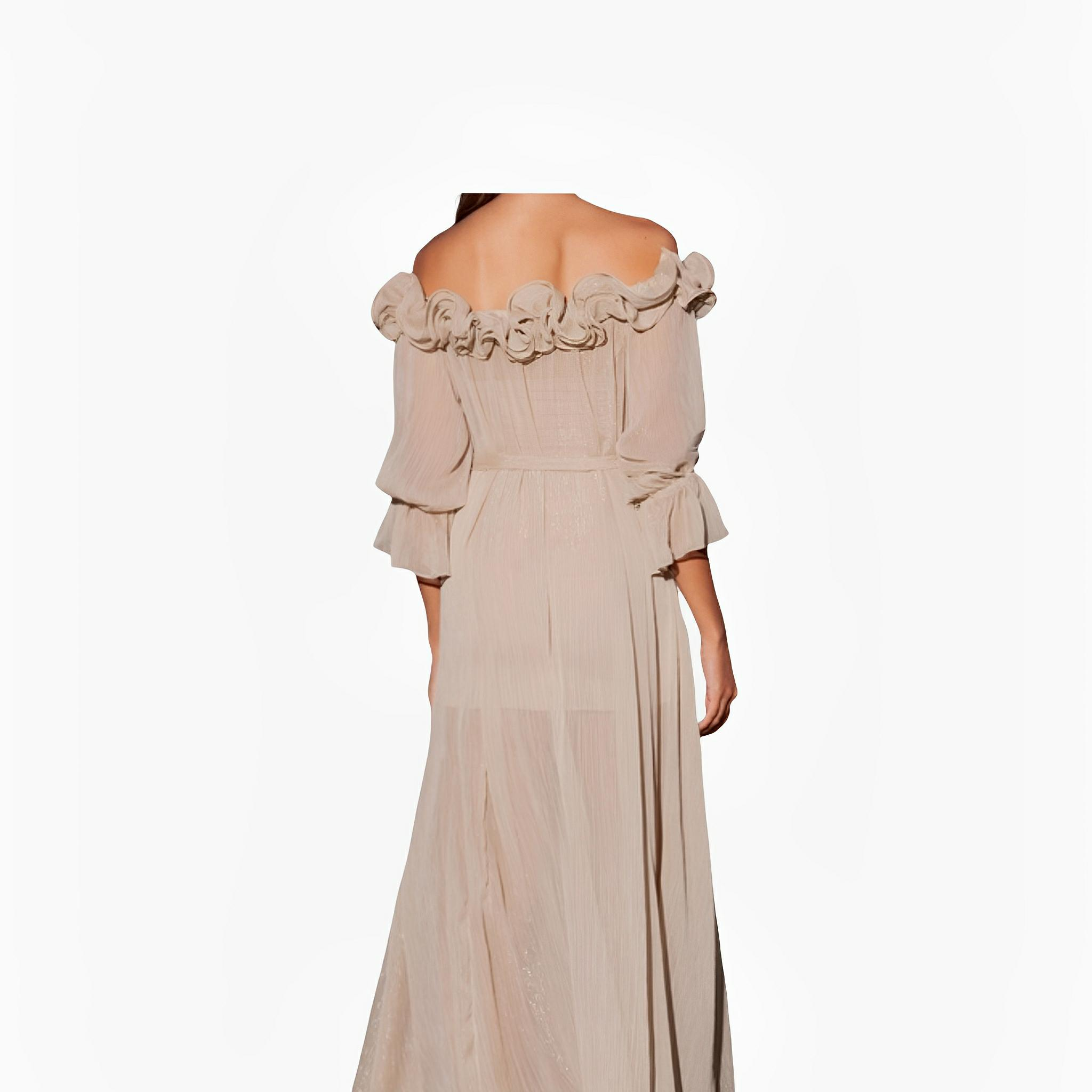 Beige Rose Appliqué Gown by Ton Âge