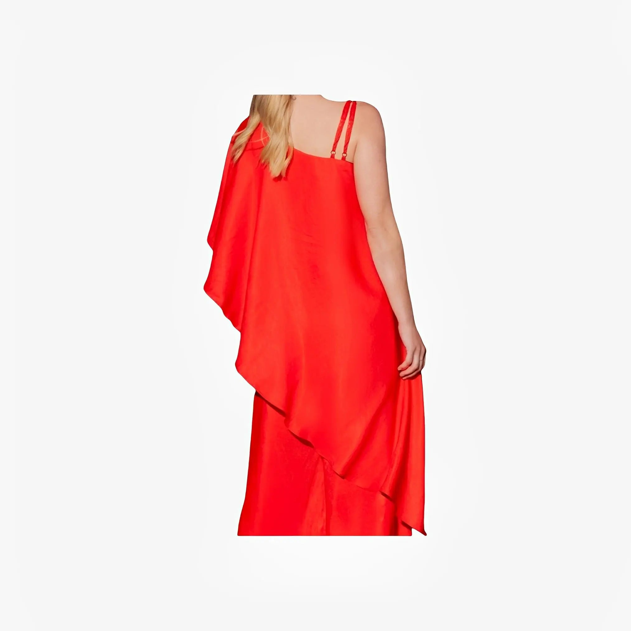 Red Viscose One-Shoulder Tunic Blouse by Ton Âge