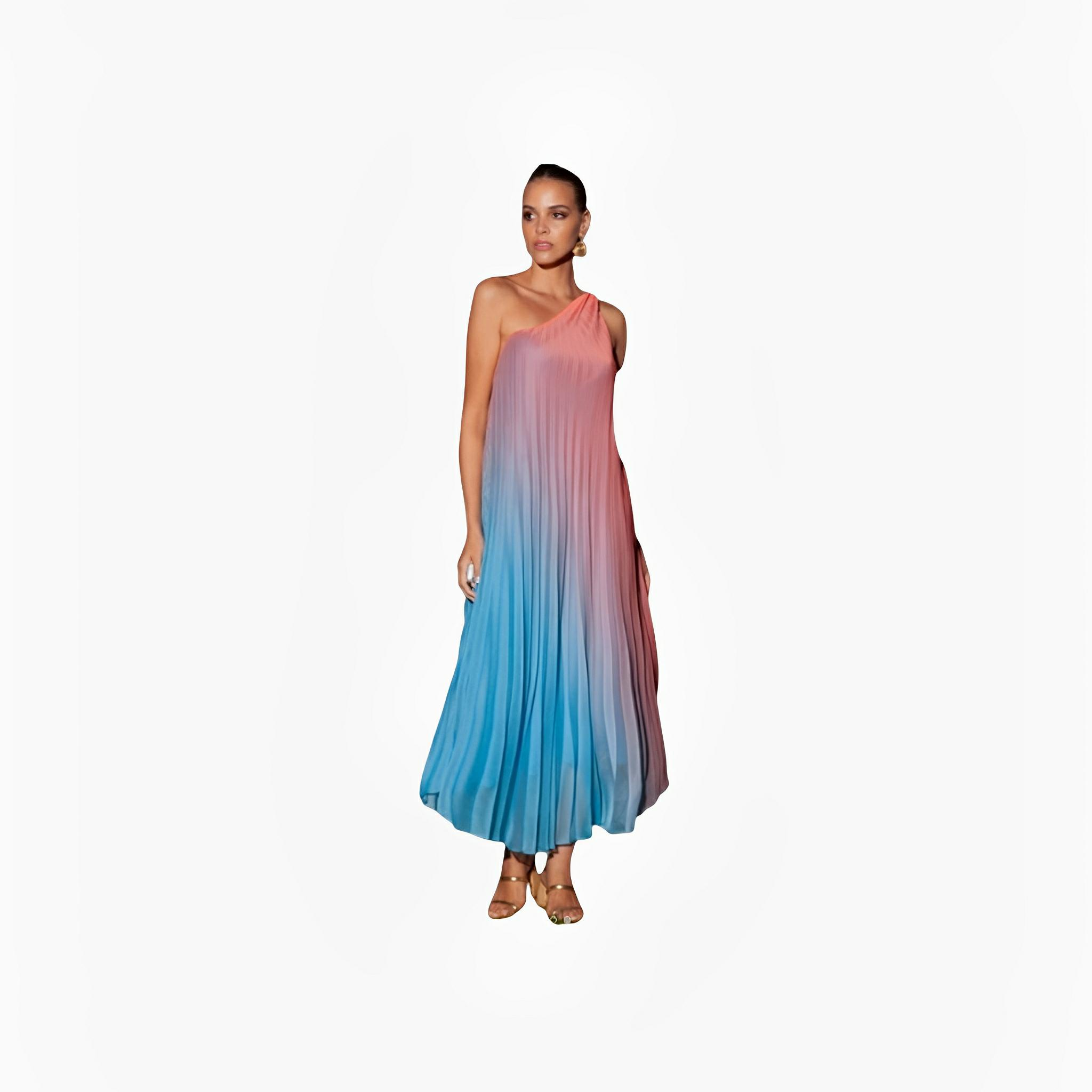 Blue & Pink Gradient Pleated Dress by Ton Âge