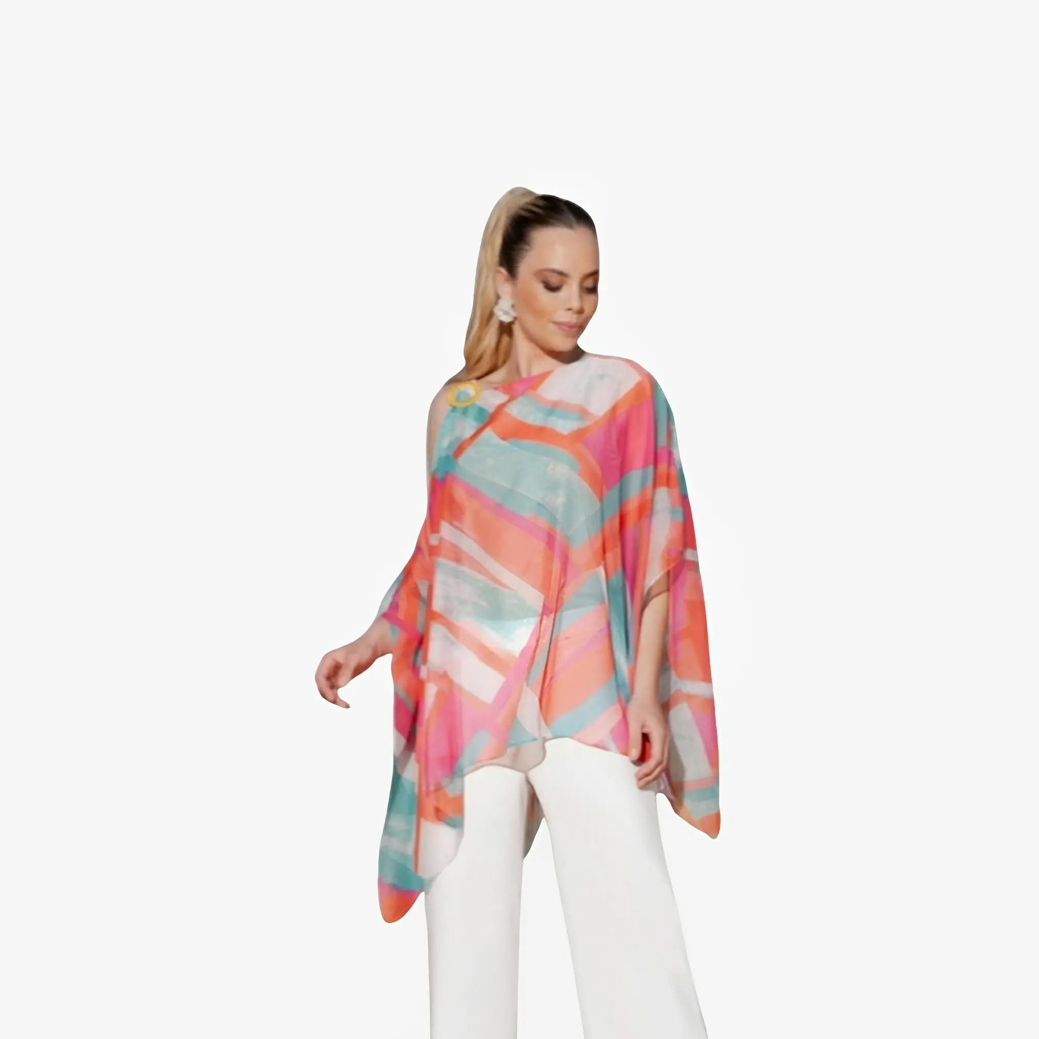 Geometric Print One-Shoulder Tunic Blouse by Ton Âge