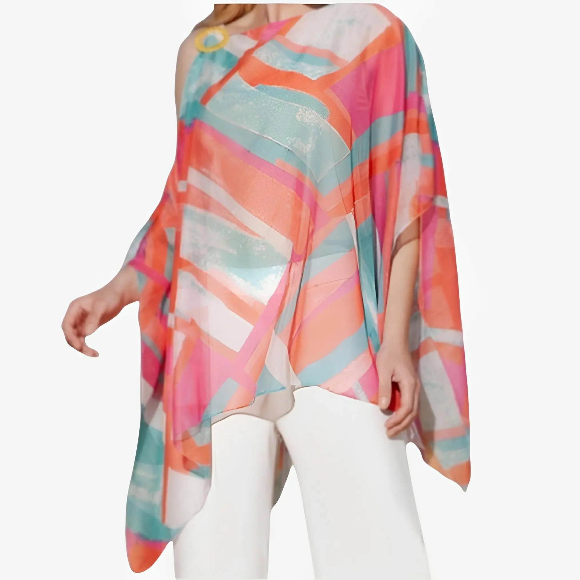 Geometric Print One-Shoulder Tunic Blouse by Ton Âge