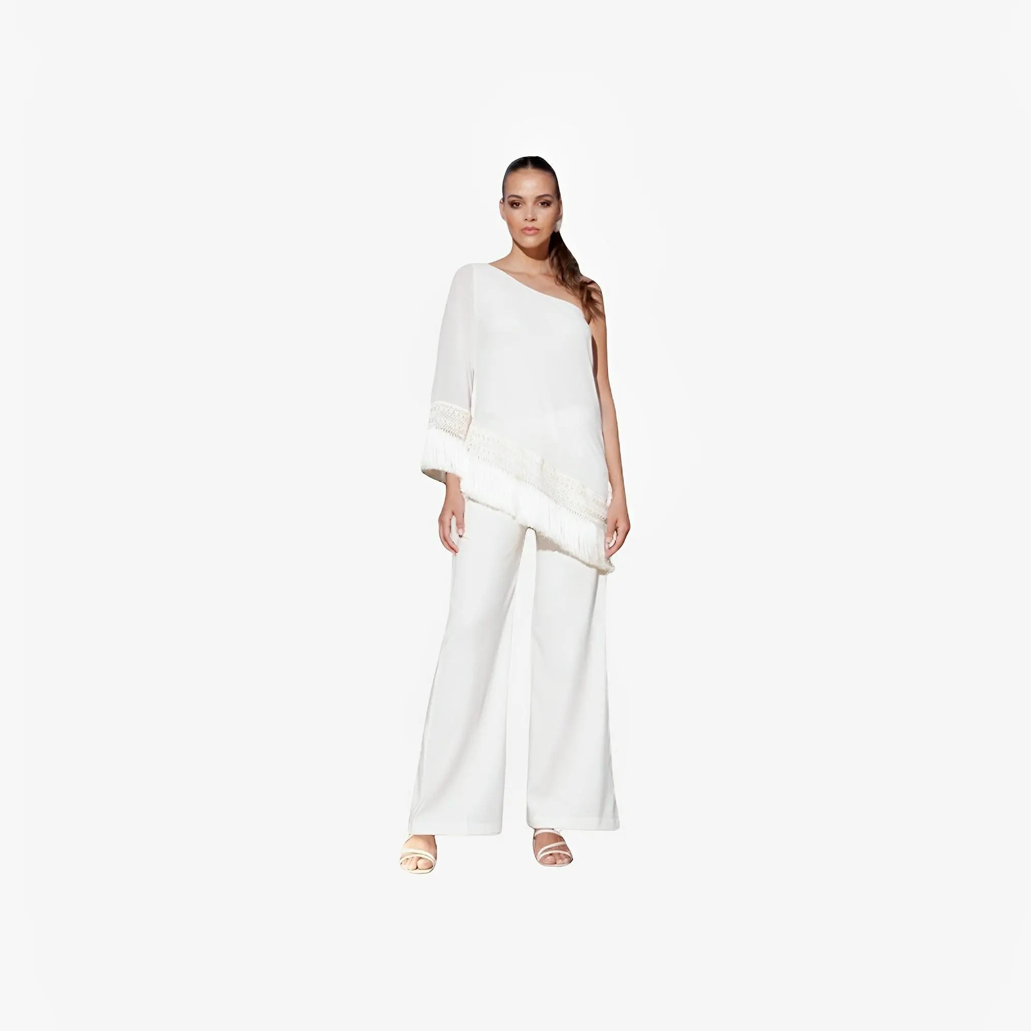White Sheer One-Shoulder Blouse by Ton Âge