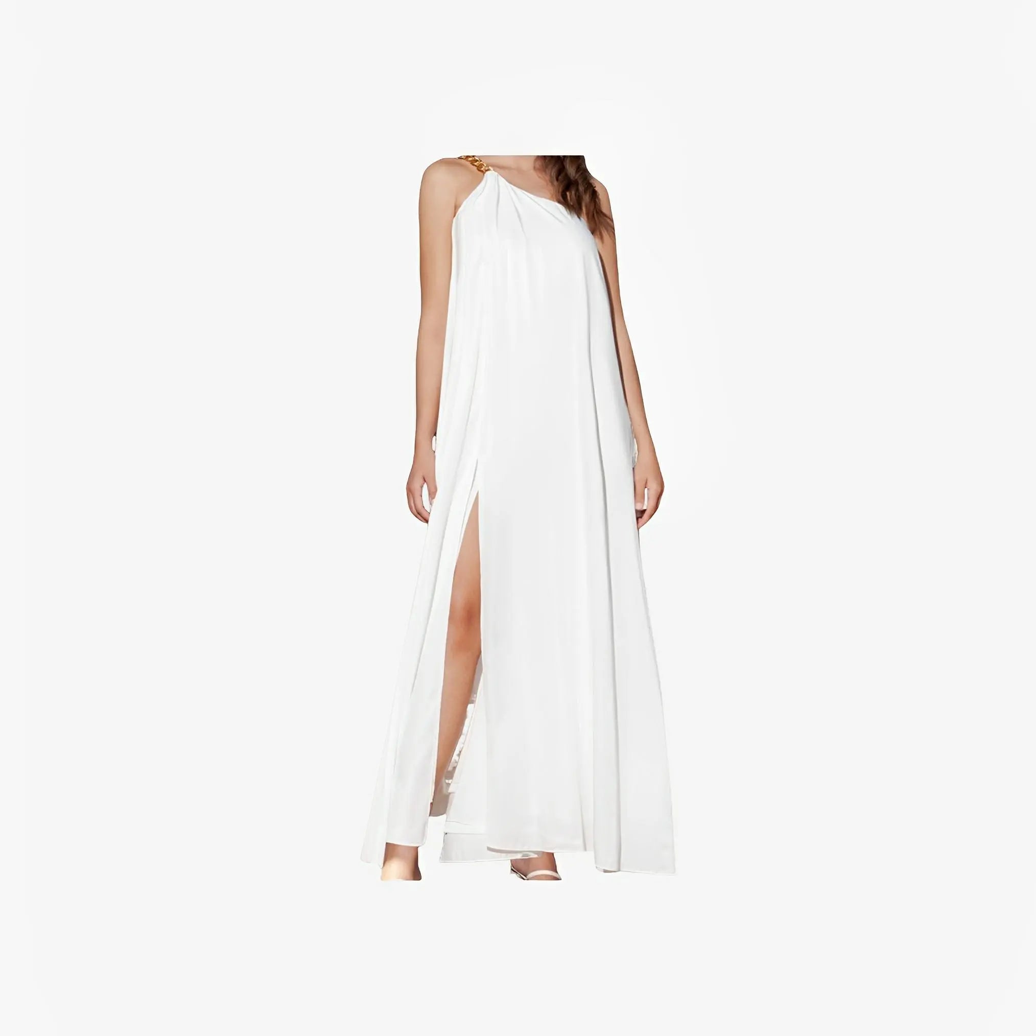 Off-White One-Shoulder Chain Dress by Ton Âge
