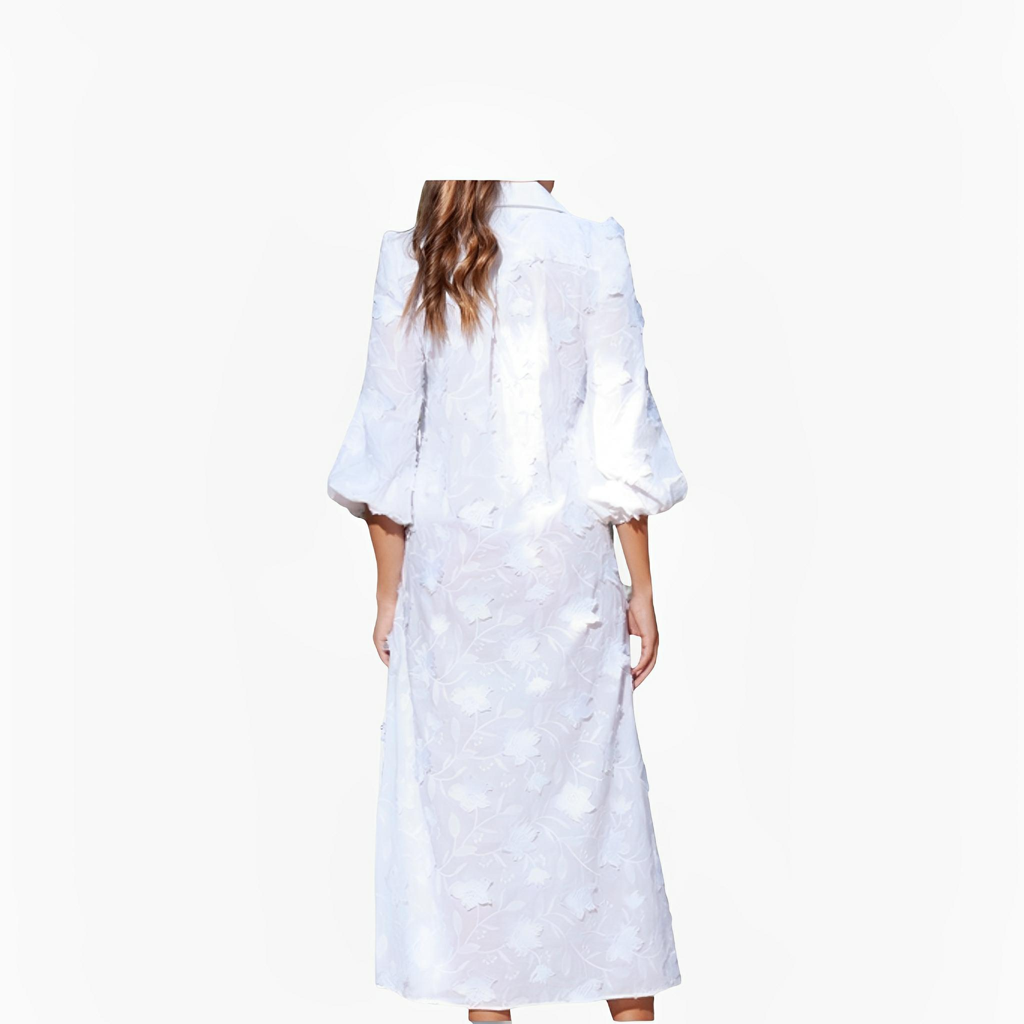 White Floral Embroidered Shirt Dress by Ton Âge