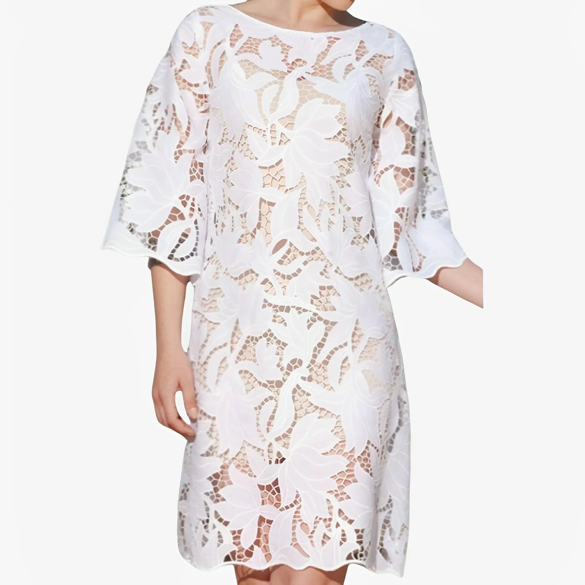 White Floral Lace Dress by Ton Âge