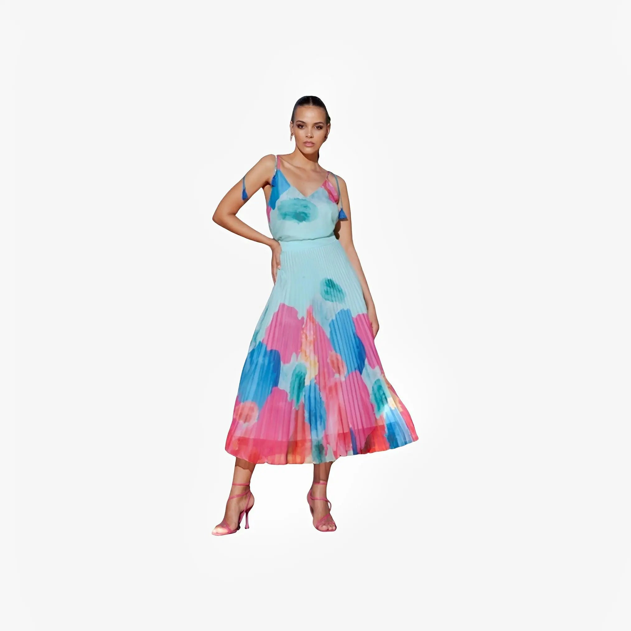 Abstract Print Pleated Skirt by Ton Âge